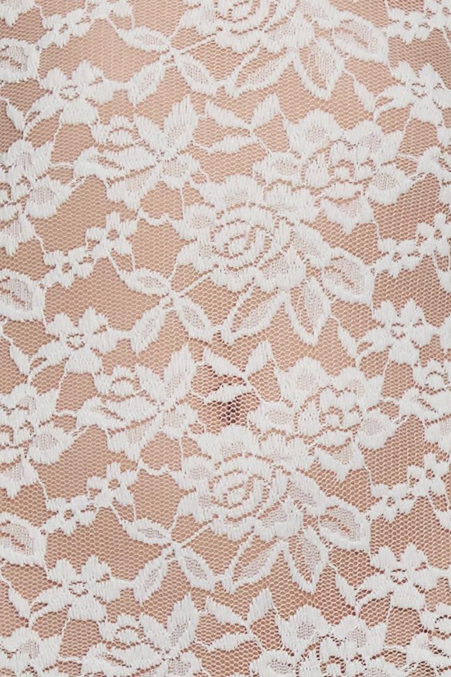 Saltair Lace Bustier Maxi Dress in White, fabric shot.