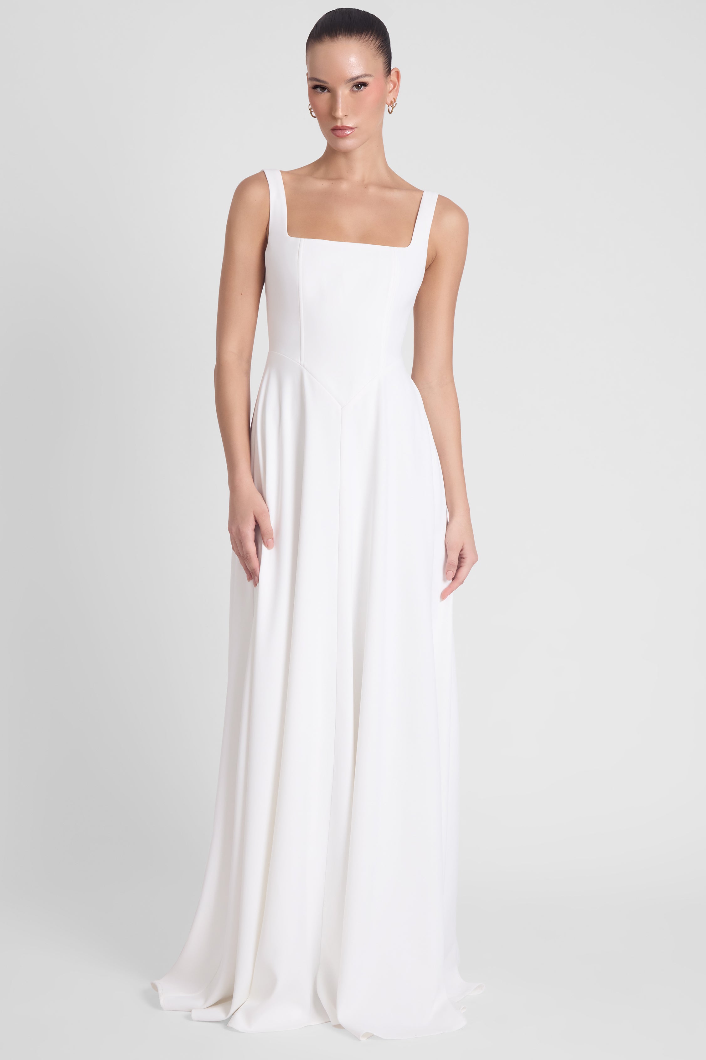 Siren Square Neck Corset Maxi Dress - White