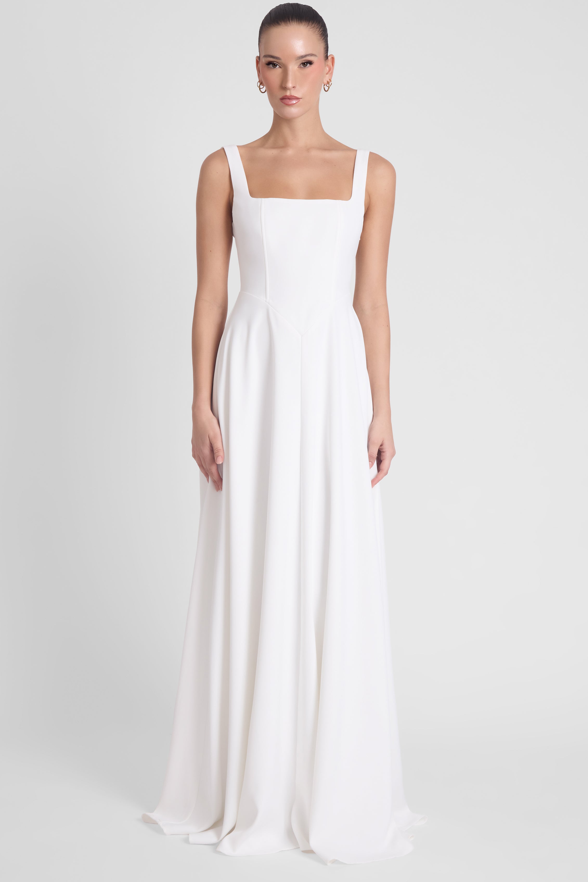 Siren Square Neck Corset Maxi Dress - White