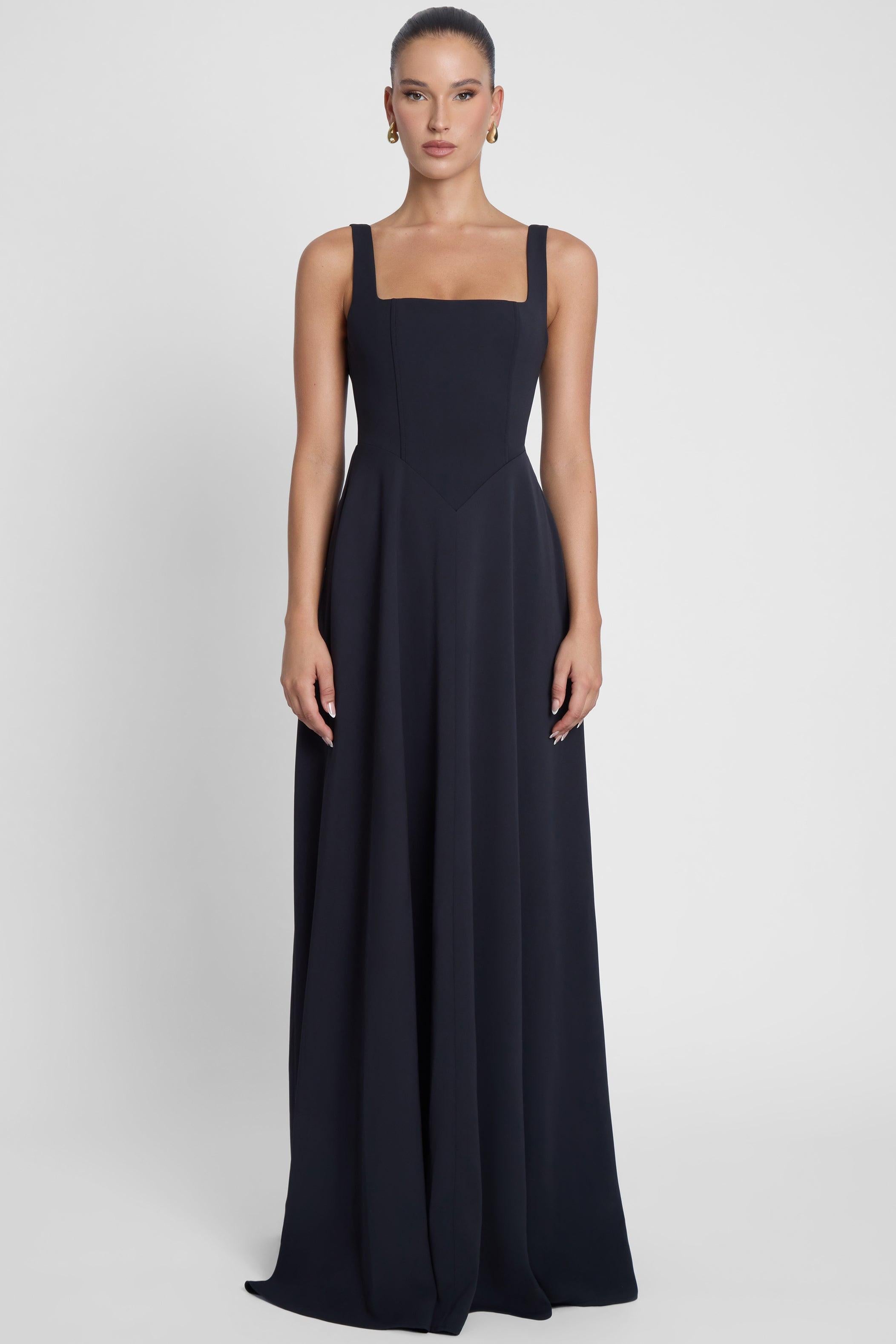 Siren Square Neck Corset Maxi Dress - Black | LEAU Siren Square Neck Corset Maxi Dress - Black | LEAU