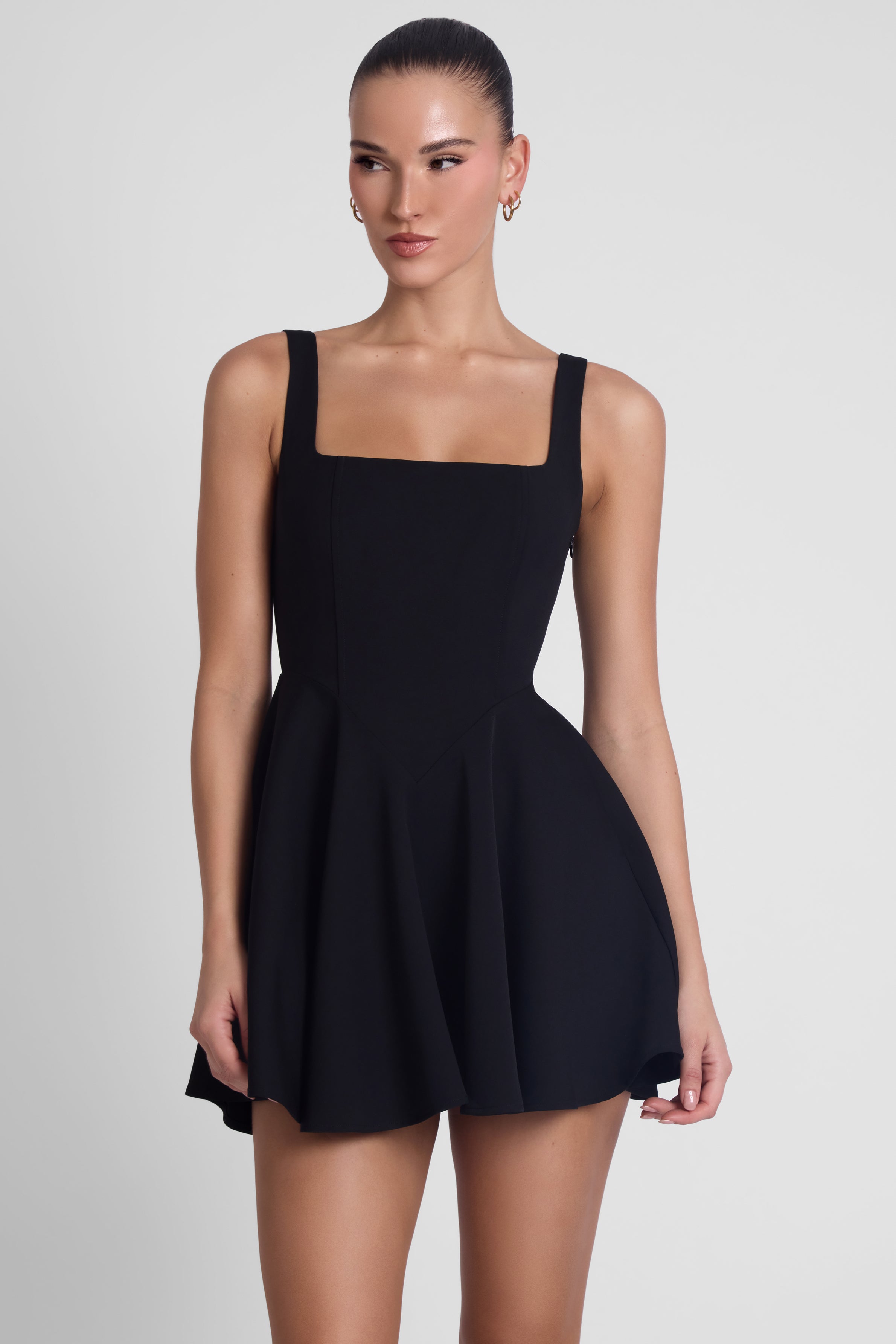 Sloane Square Neck Corset Mini Dress - Black