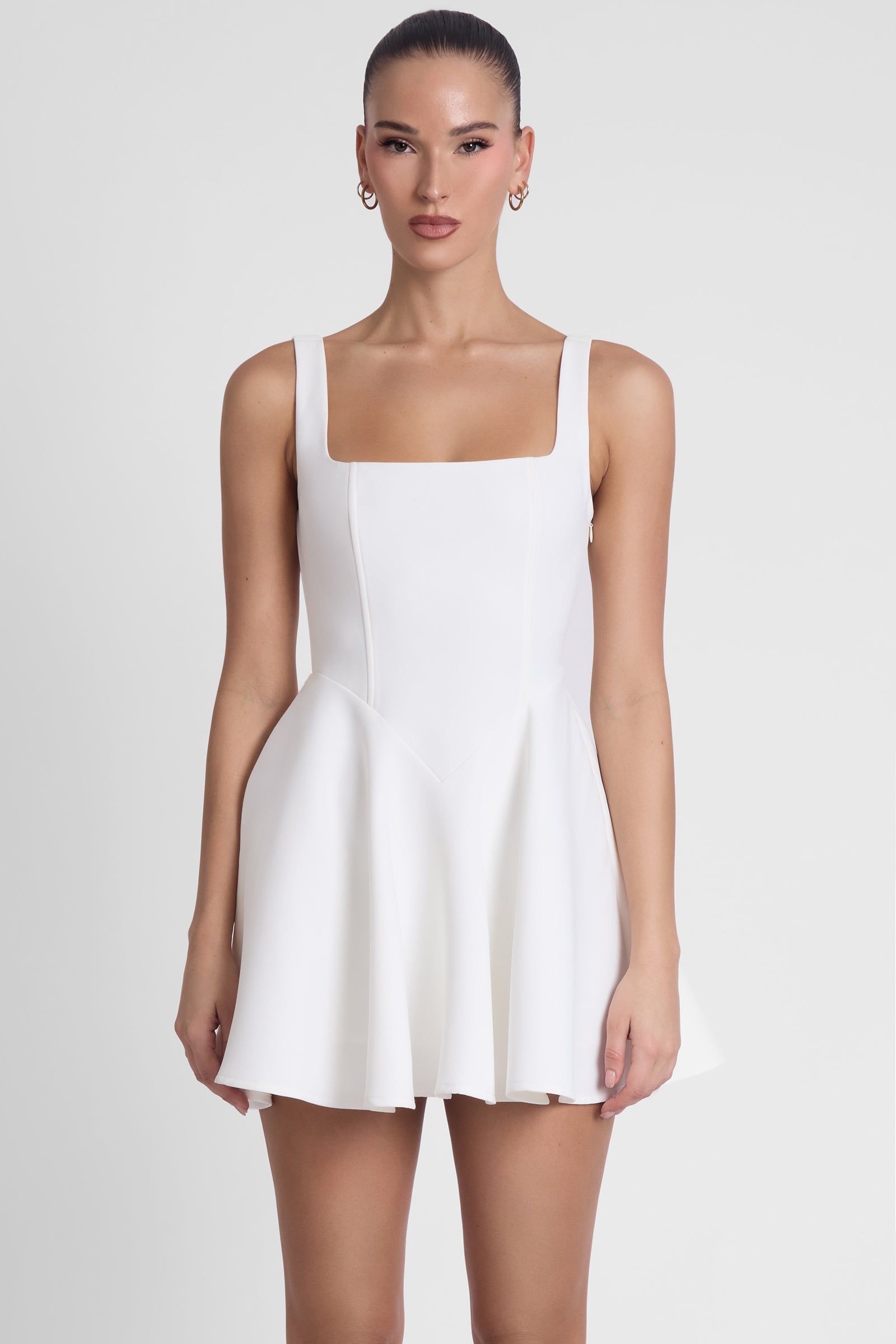 Sloane Square Neck Corset Mini Dress - White