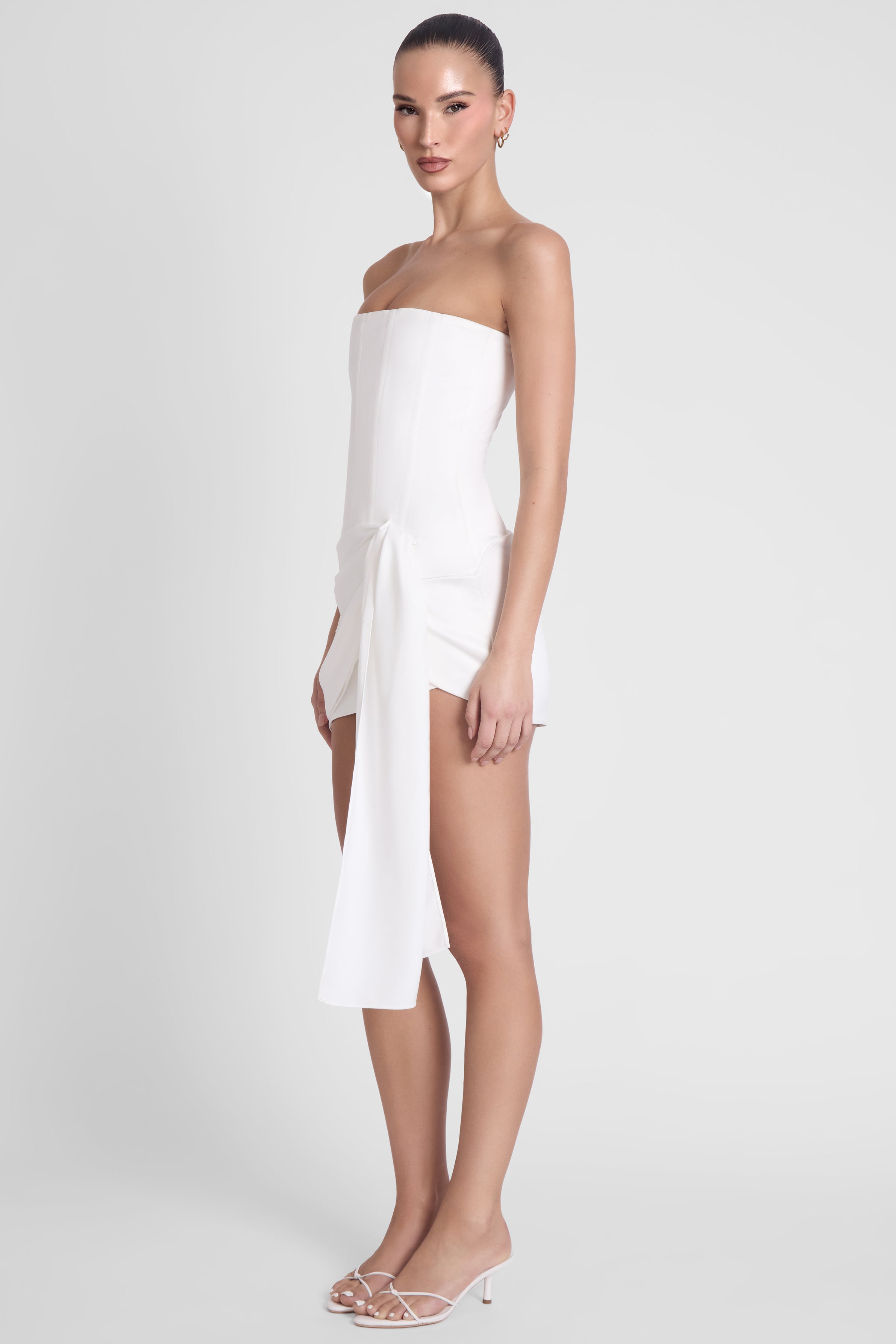 Solara Satin Corset Dress - White