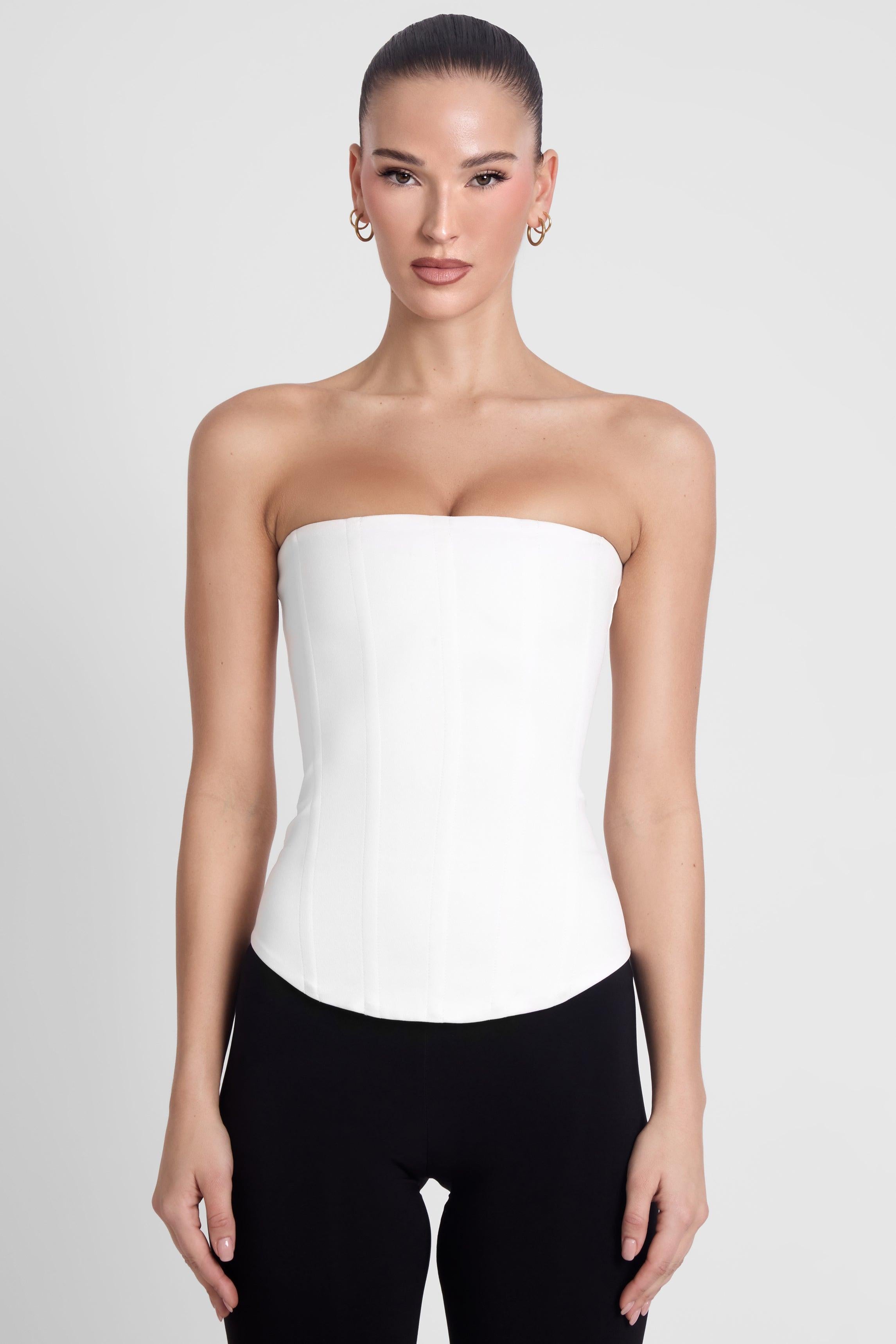 Sphynx Satin Corset Top White LEAU sphynx-satin-corset-top-white-leau