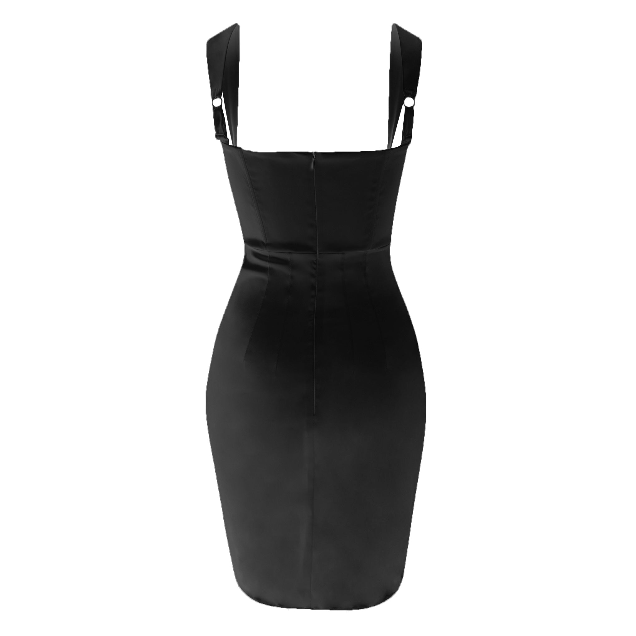 Halo Satin Bustier Dress - Black | LEAU.