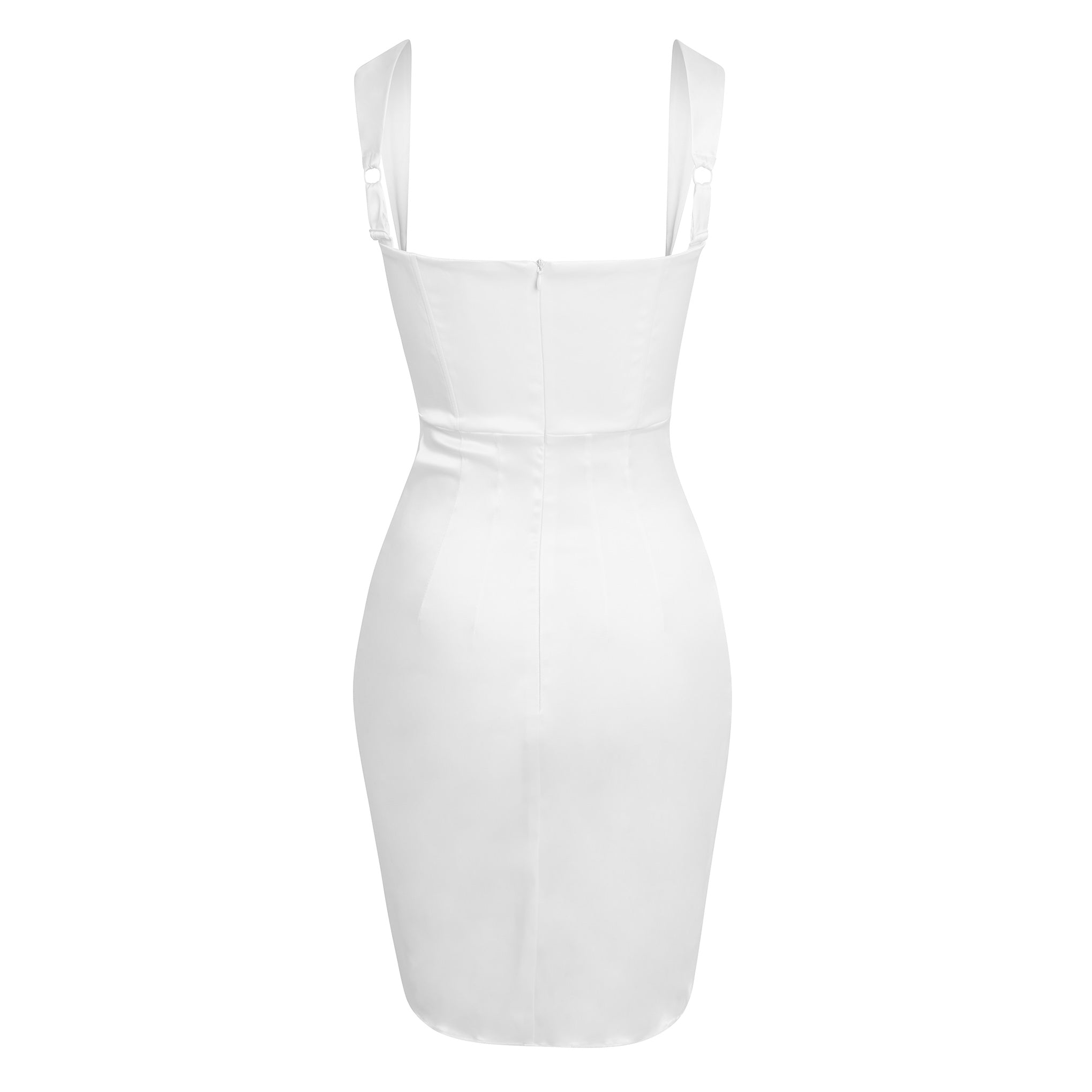 Halo Satin Bustier Dress - White | LEAU.