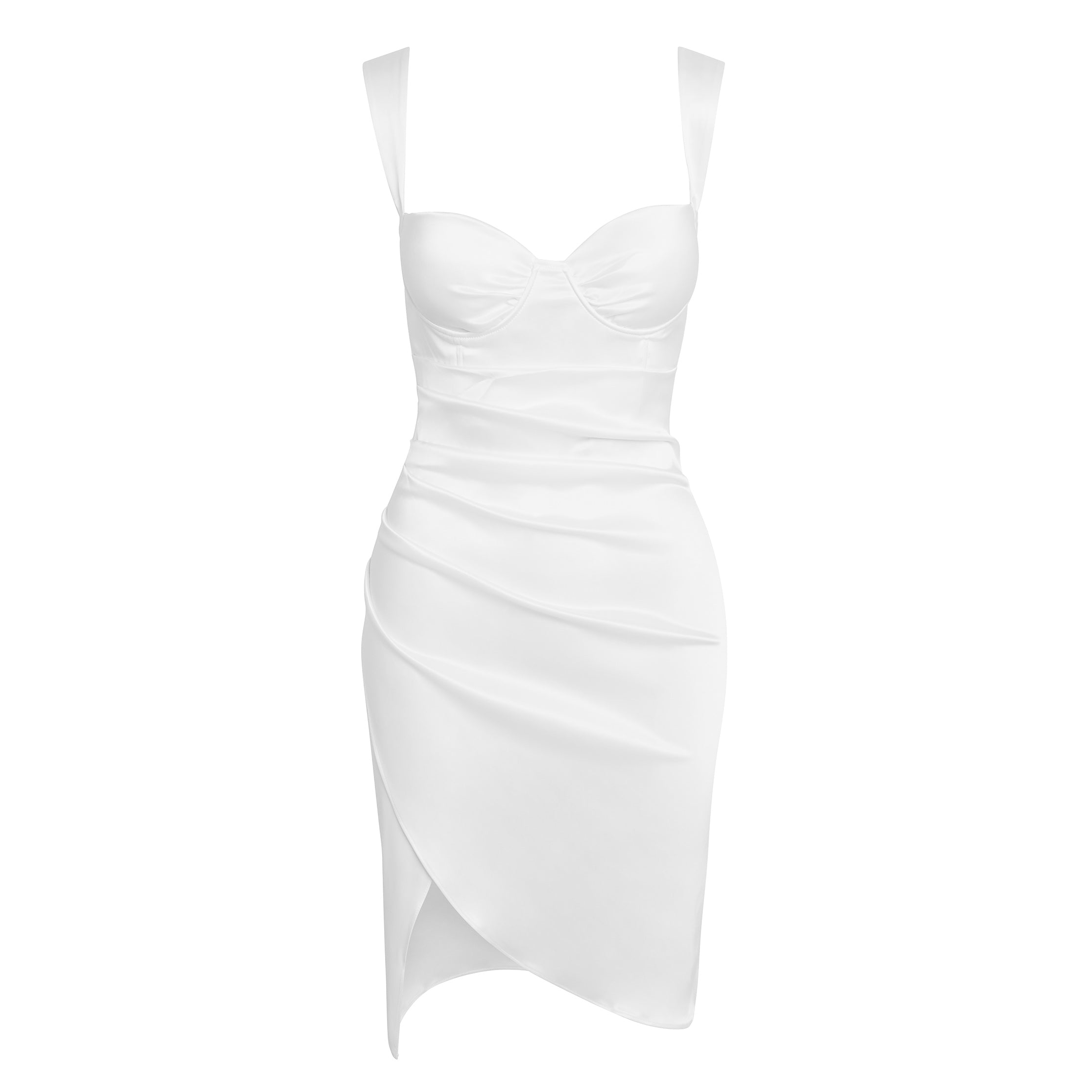 Halo Satin Bustier Dress - White | LEAU.