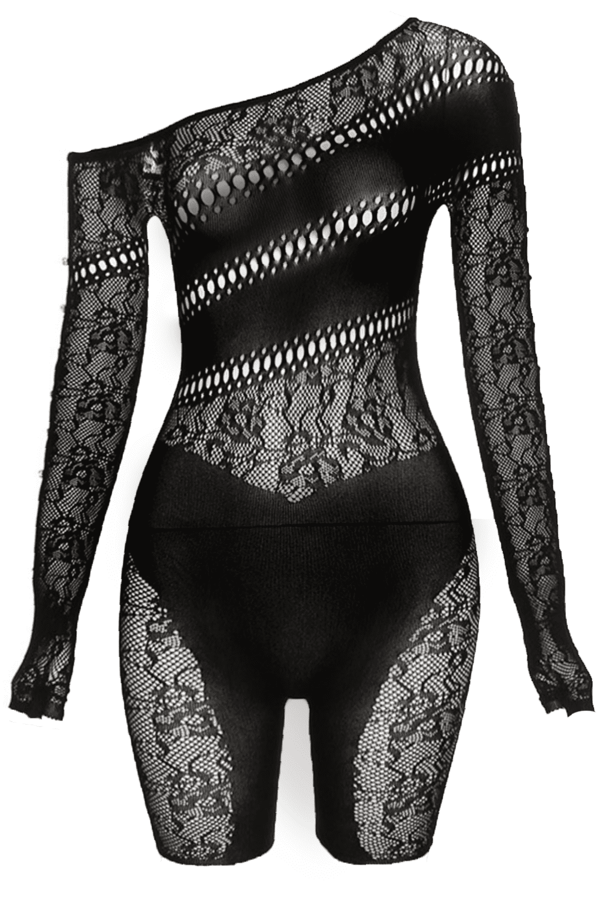 Lyon Lace Stretch Knit Jumpsuit - Black.