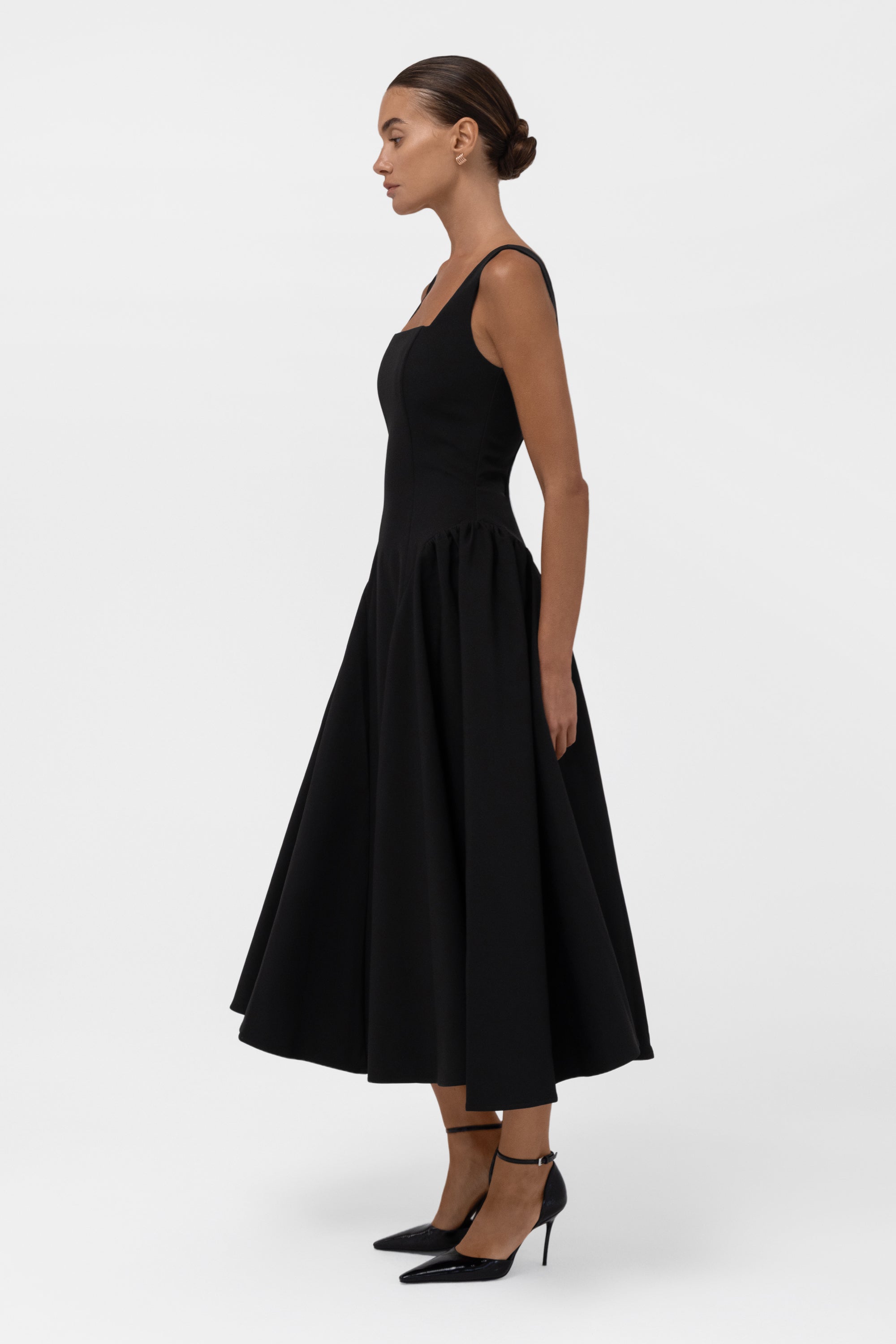 Chloe Corset Midi Dress - Black