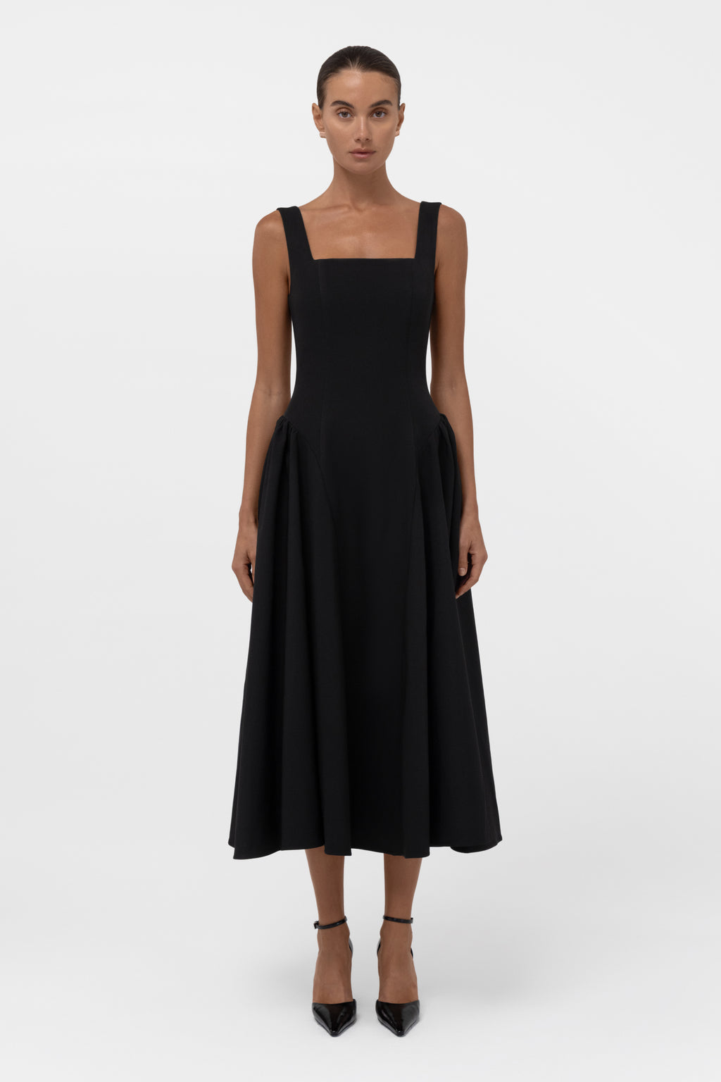 Chloe Corset Midi Dress - Black