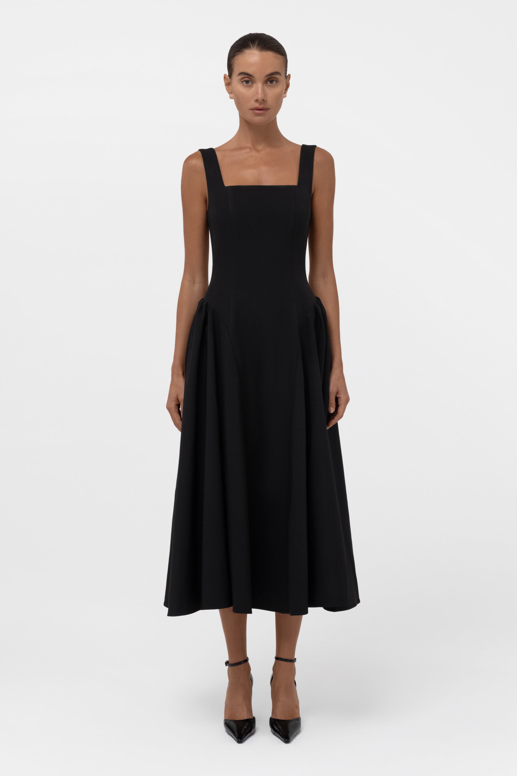 Chloe Corset Midi Dress - Black