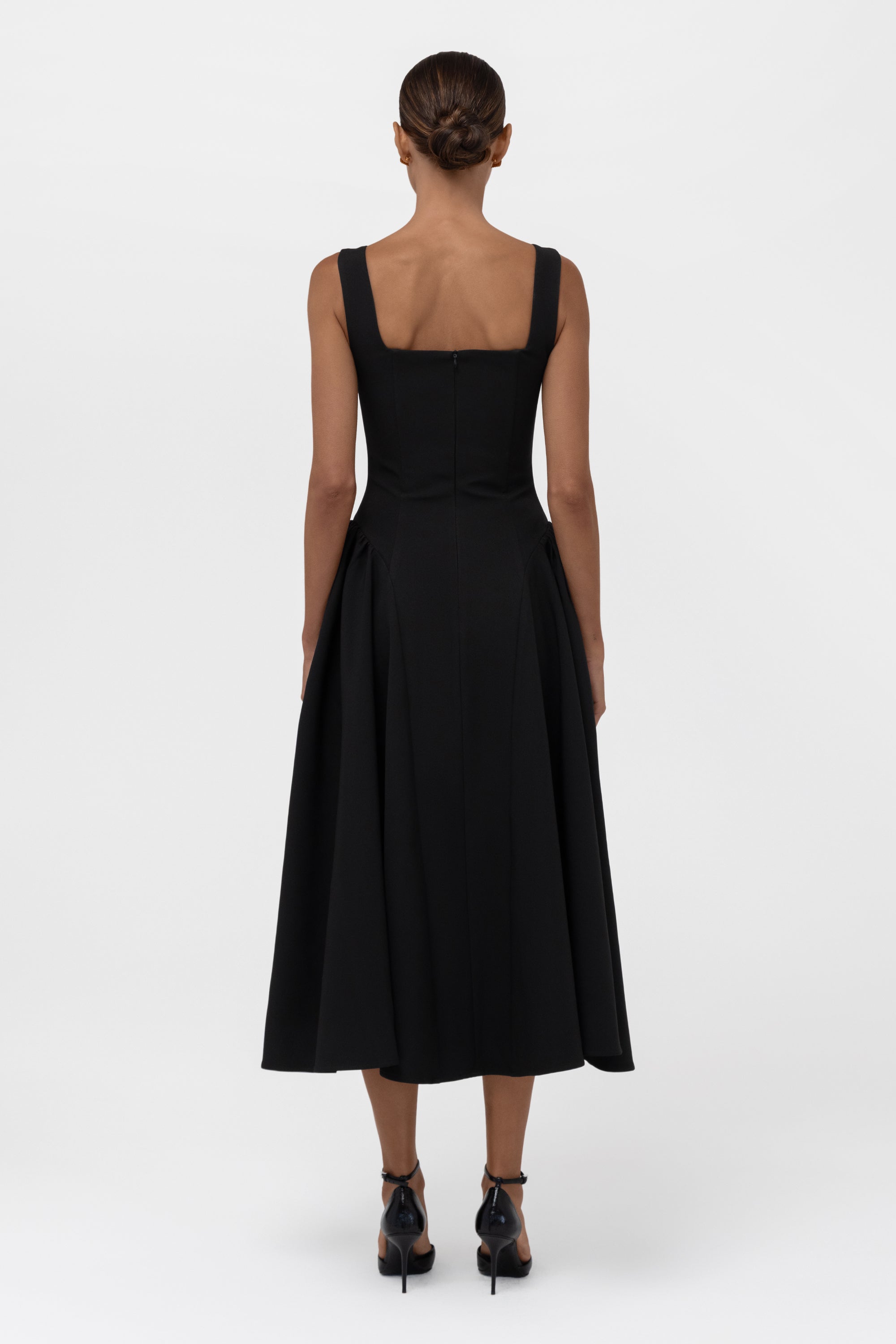 Chloe Corset Midi Dress - Black