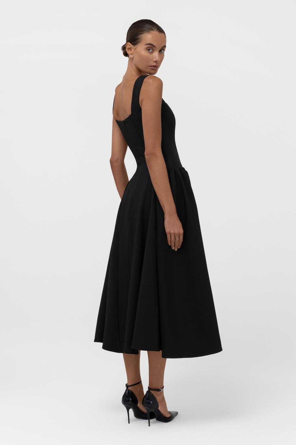 Chloe Corset Midi Dress - Black