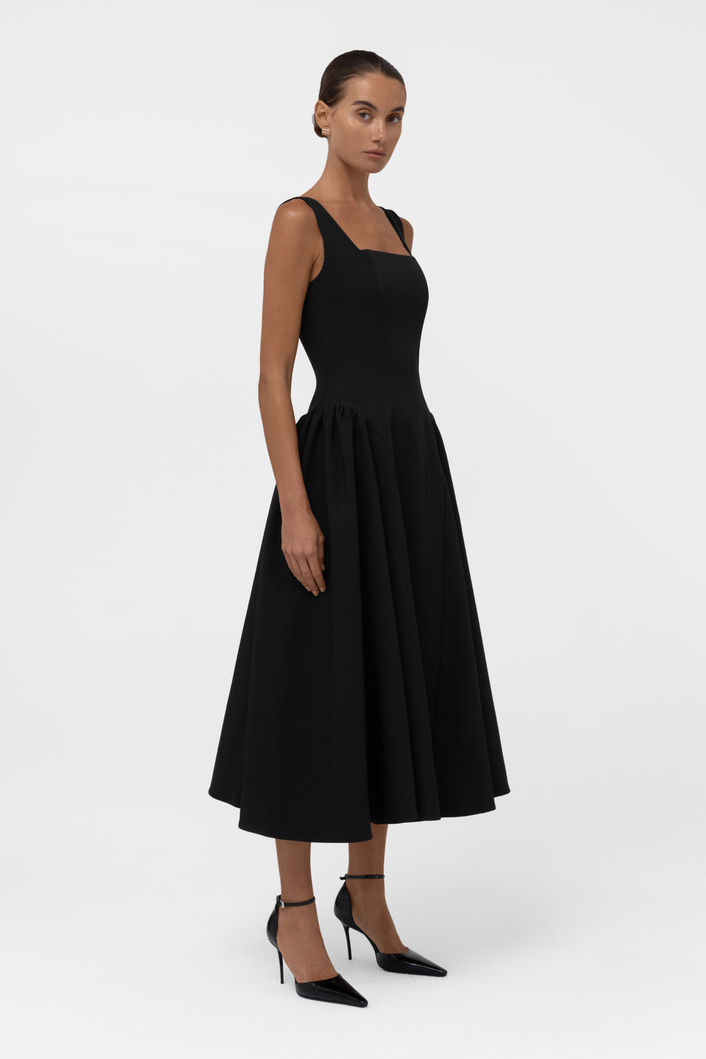 Chloe Corset Midi Dress - Black