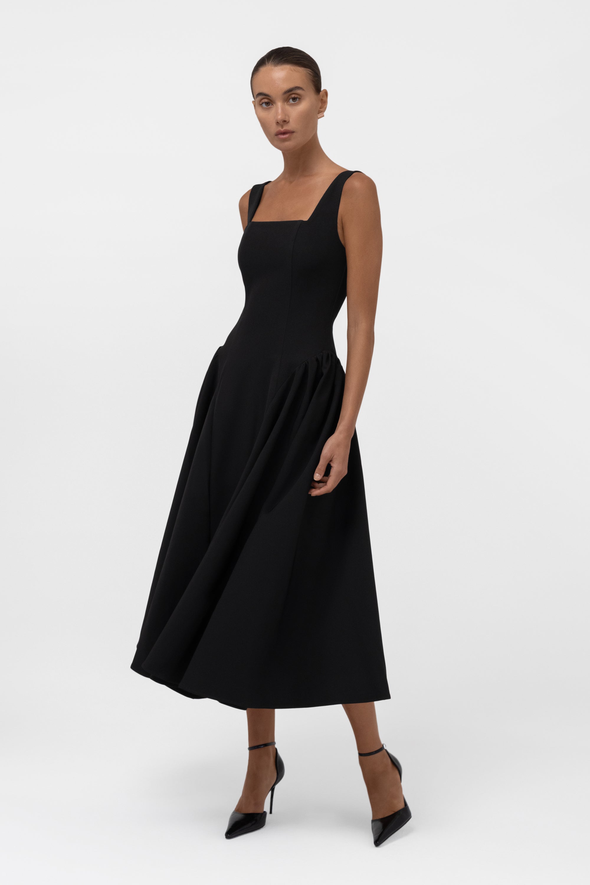Chloe Corset Midi Dress - Black