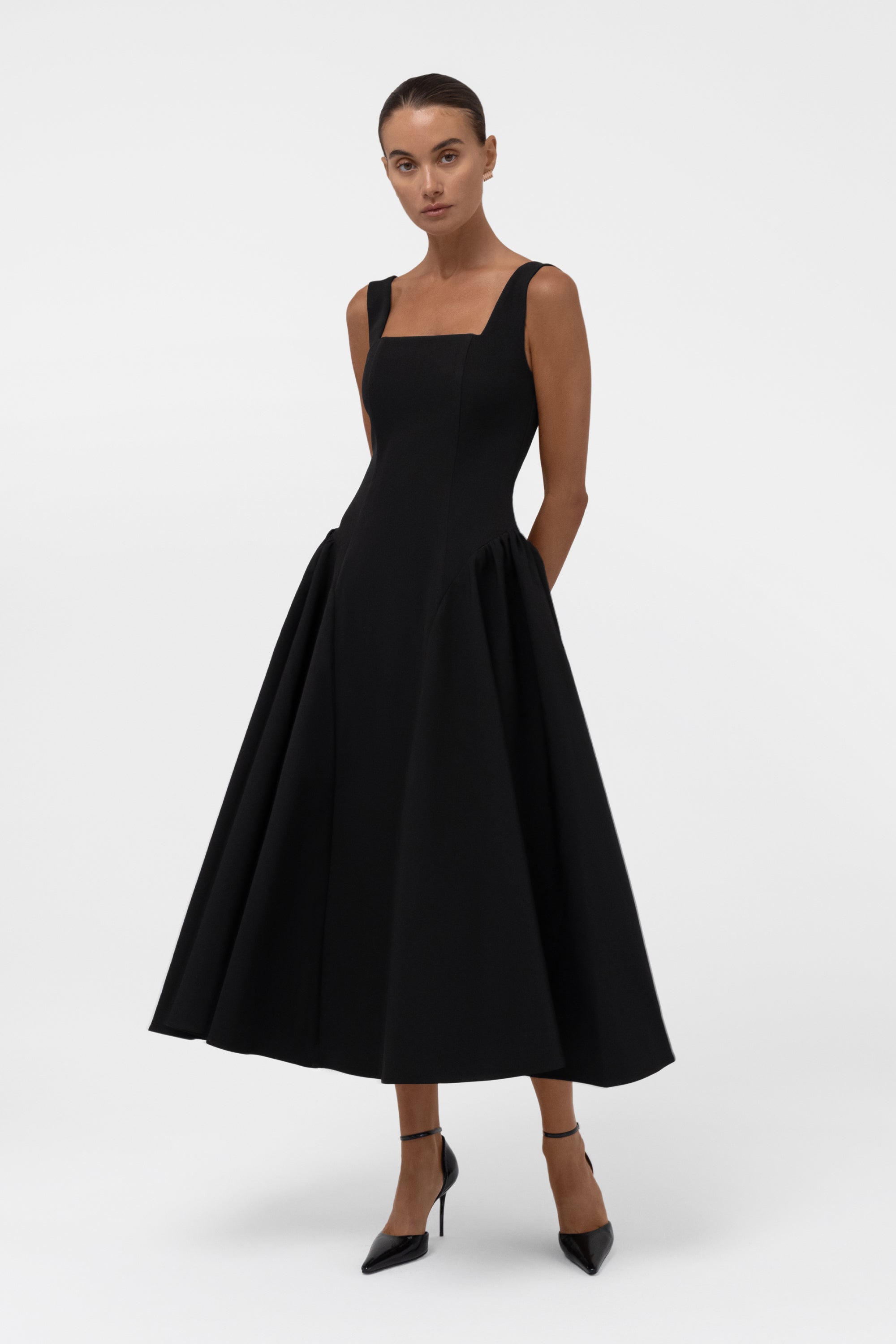 Chloe Corset Midi Dress - Black