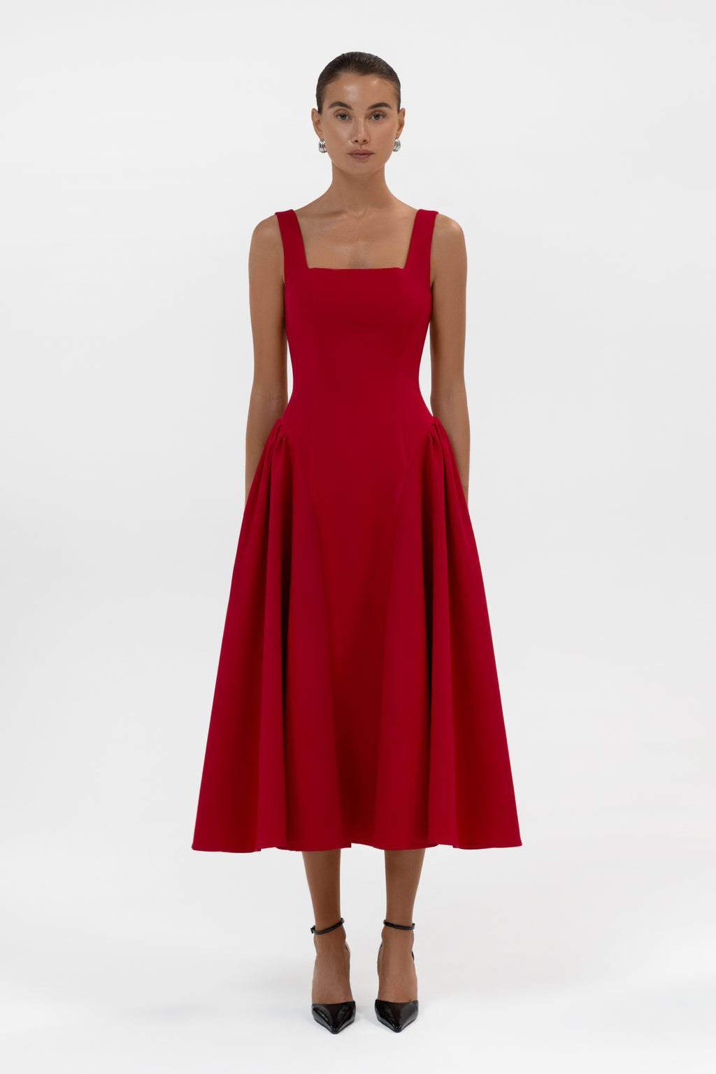 Chloe Corset Midi Dress - Red
