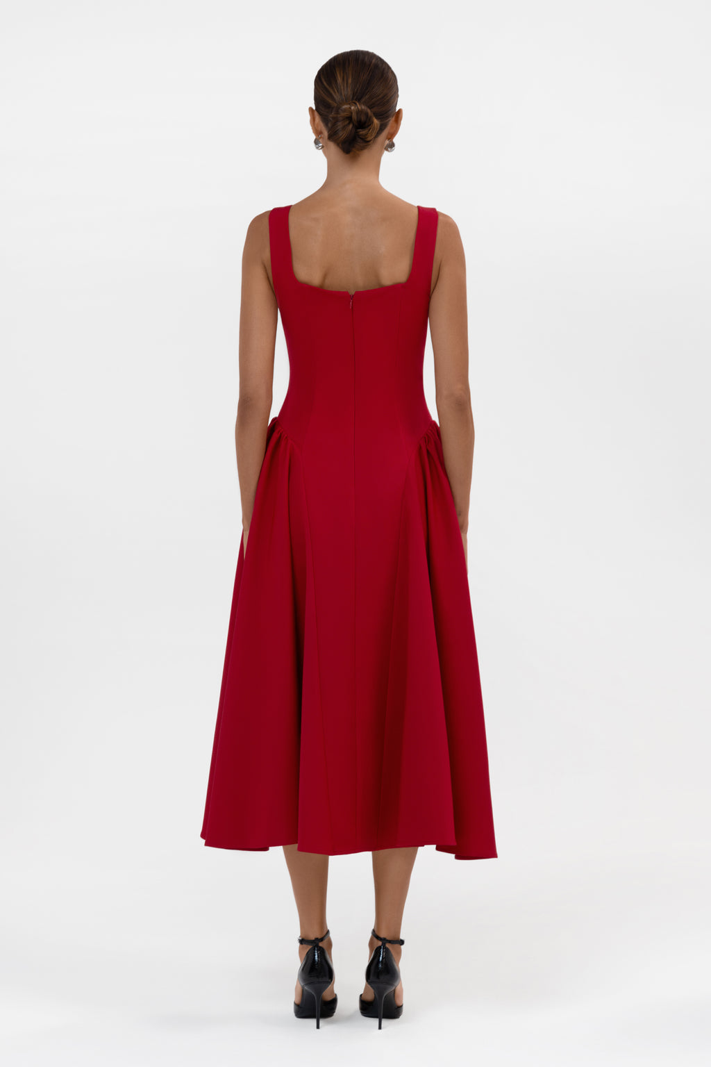 Chloe Corset Midi Dress - Red