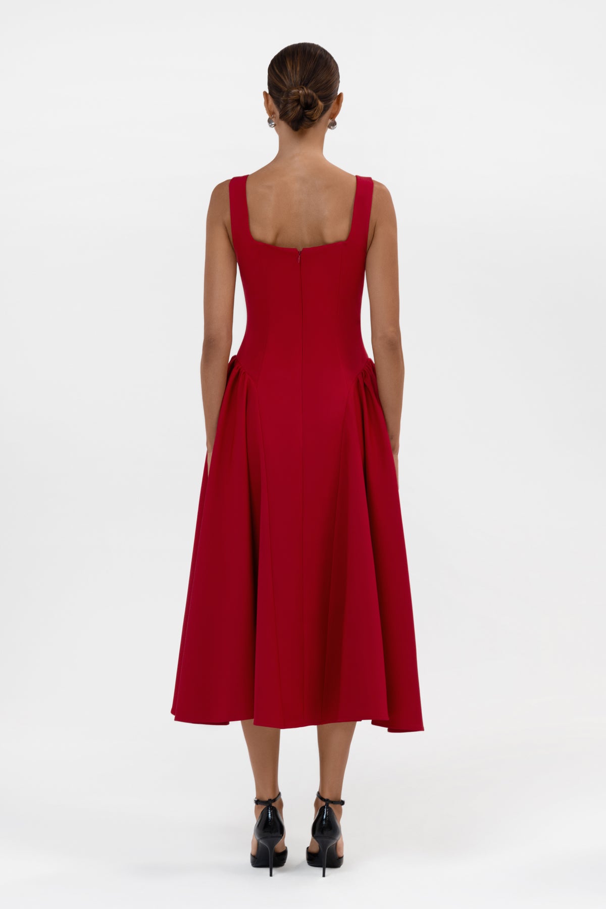 Chloe Corset Midi Dress - Red