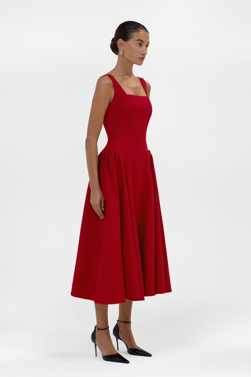 Chloe Corset Midi Dress - Red