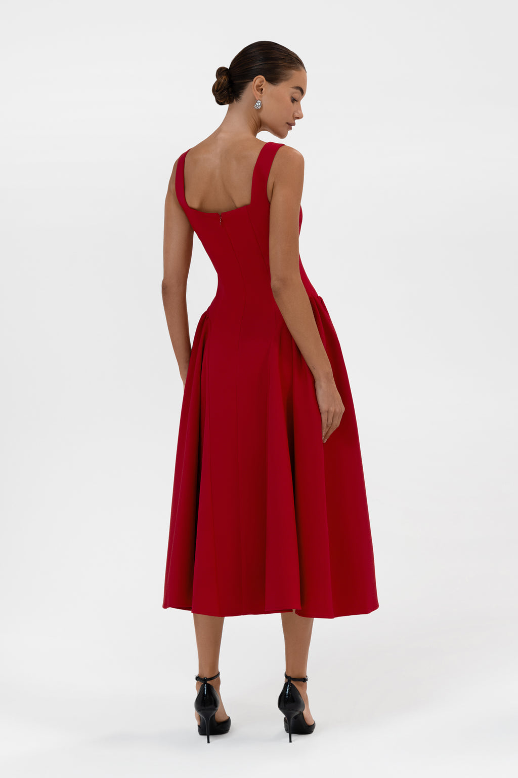 Chloe Corset Midi Dress - Red