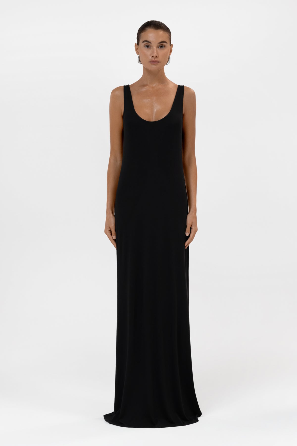 Everyday Jersey Plunge Tank Maxi Dress - Black