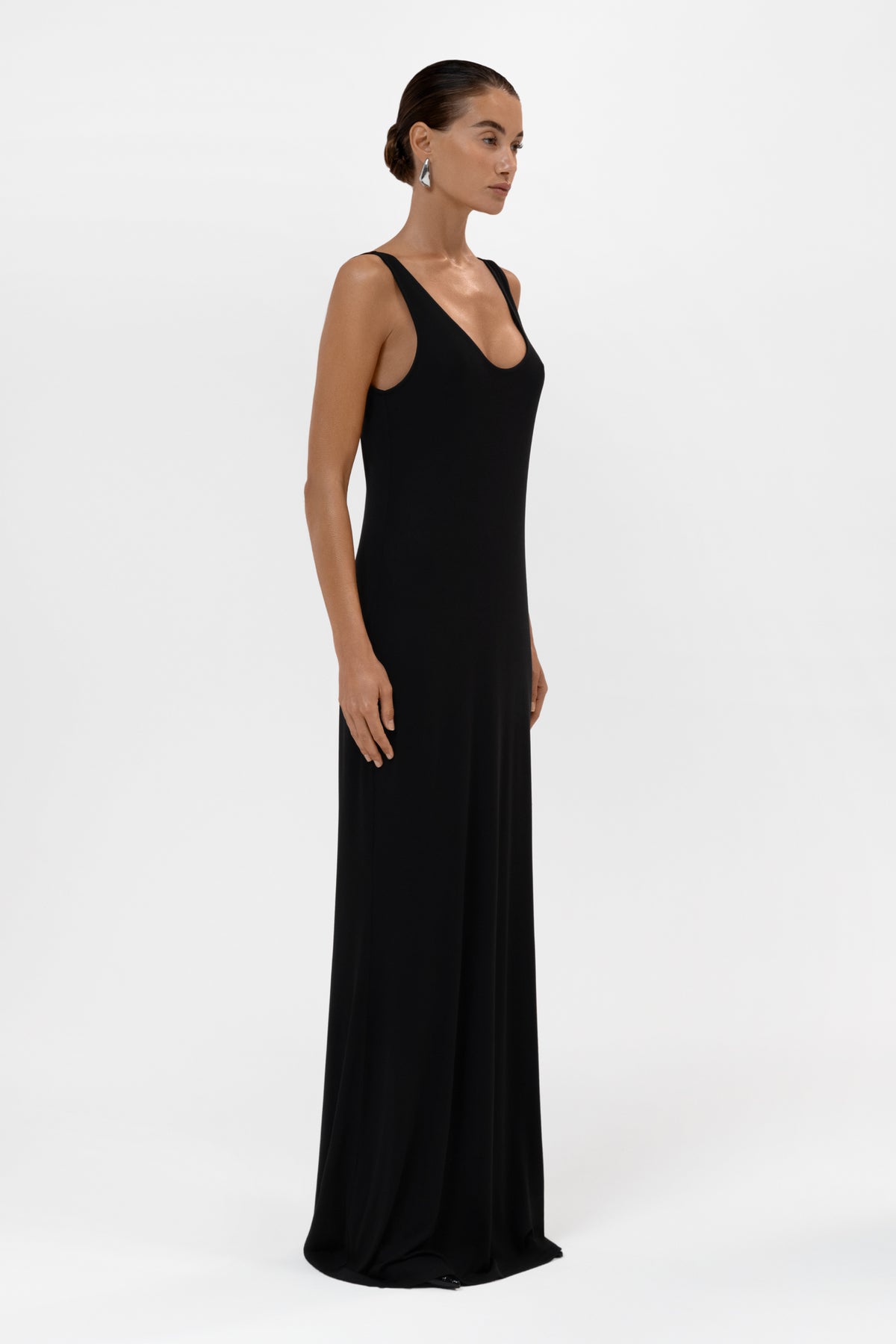 Everyday Jersey Plunge Tank Maxi Dress - Black