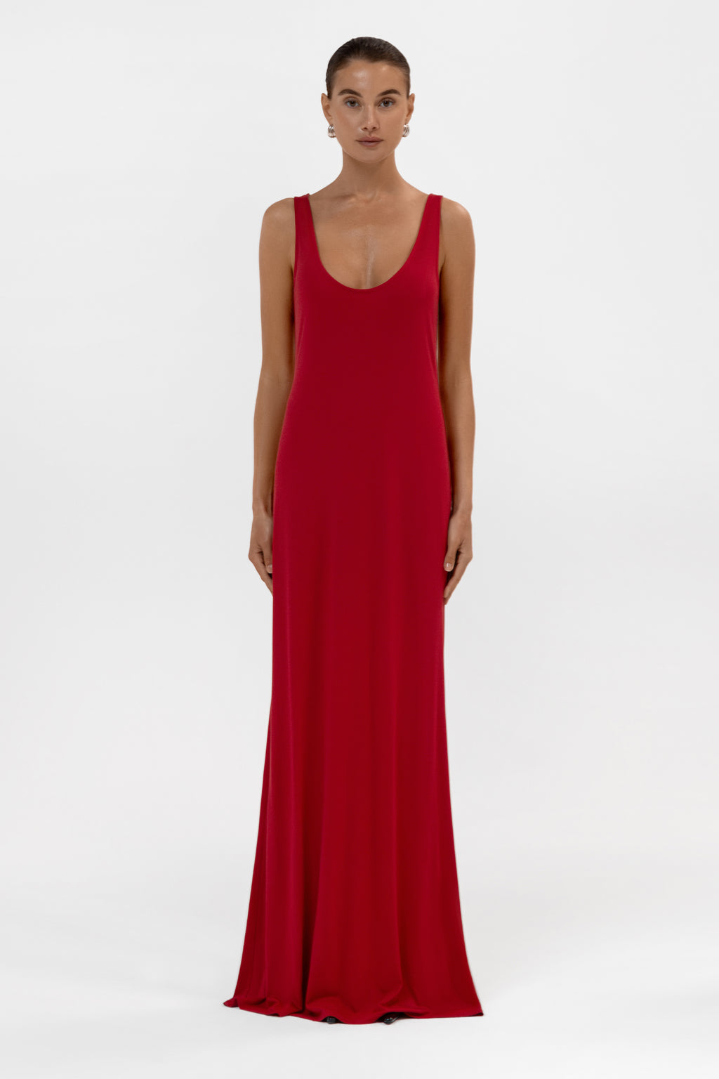 Everyday Jersey Plunge Tank Maxi Dress - Red