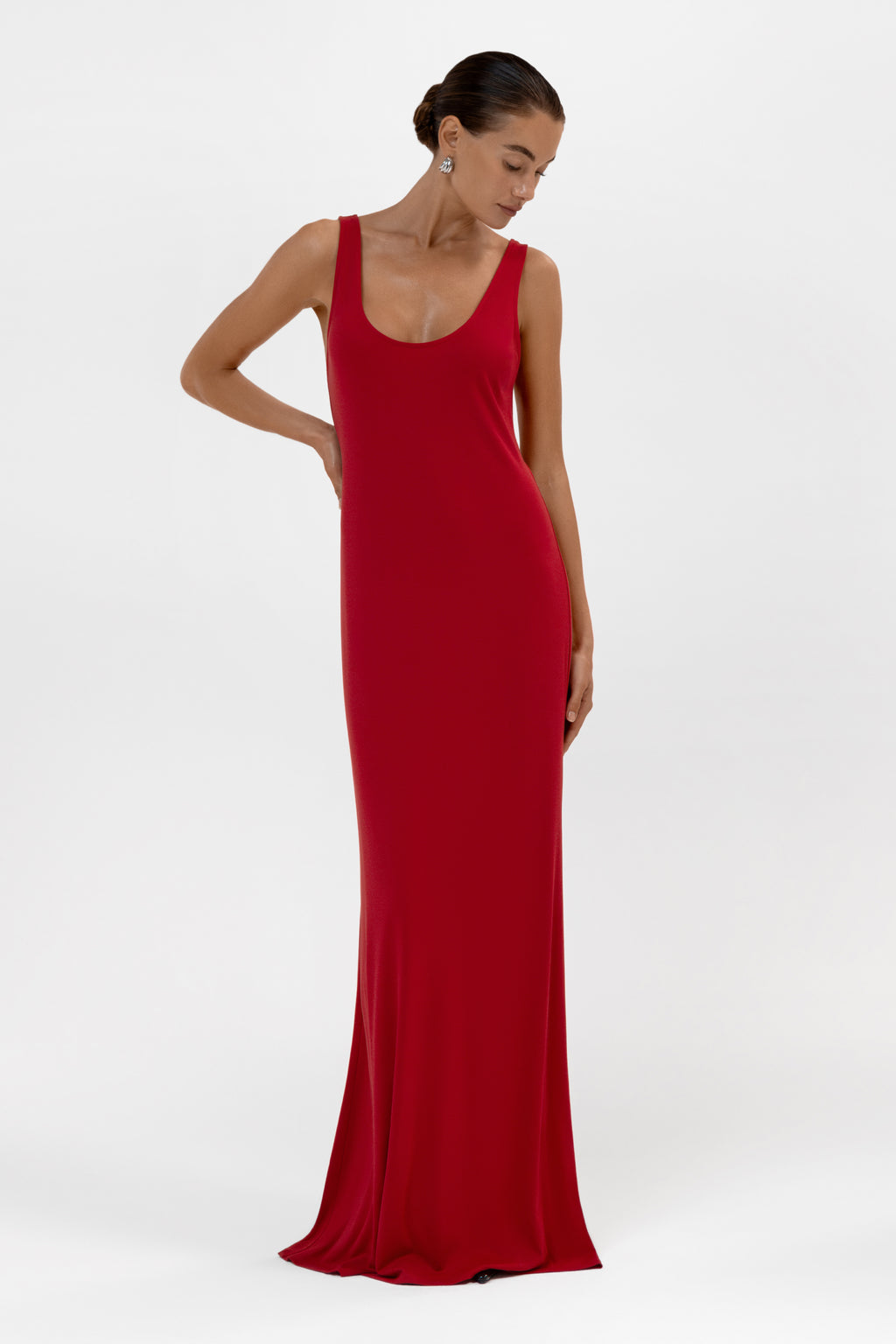 Everyday Jersey Plunge Tank Maxi Dress - Red