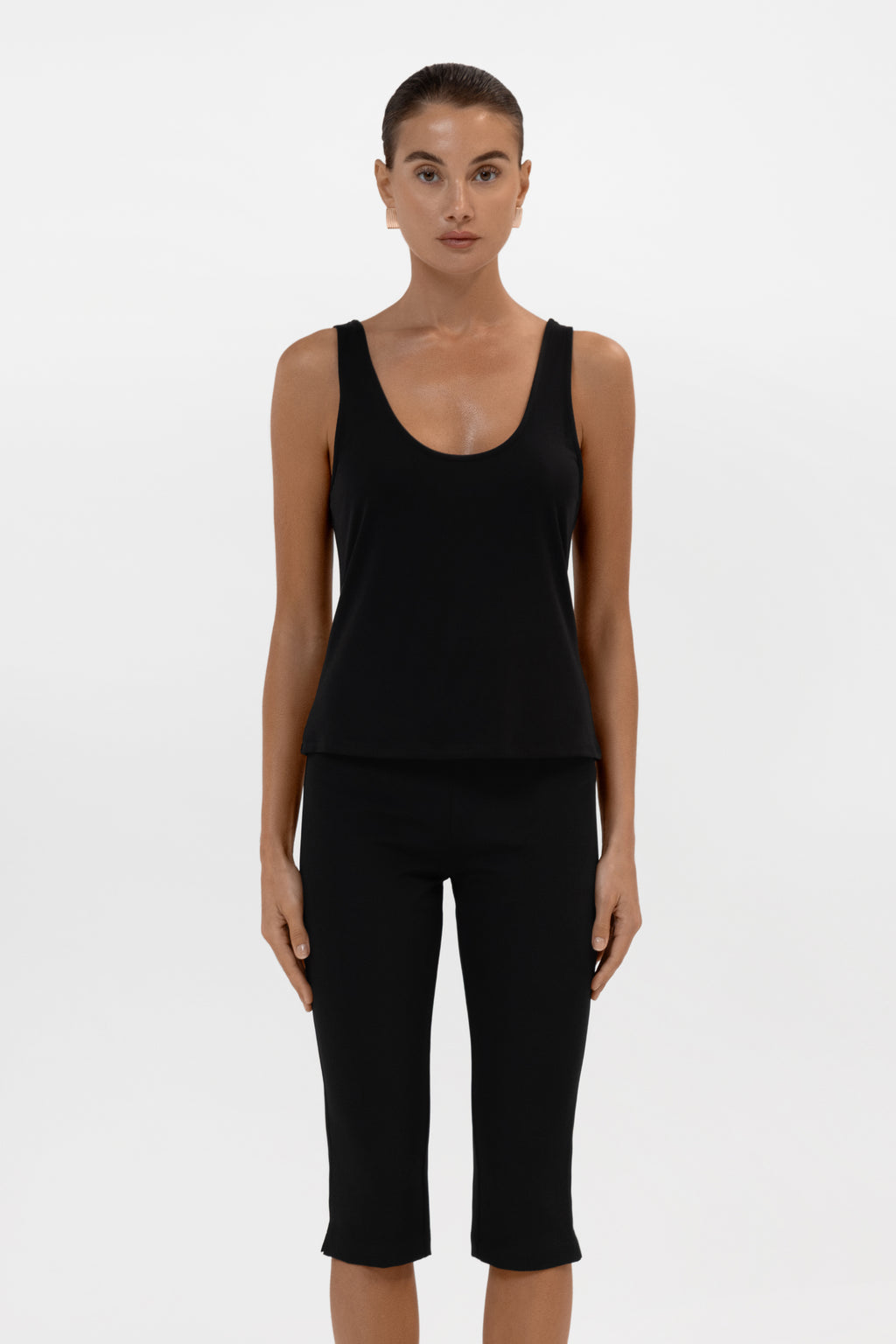 Everyday Jersey Plunge Tank Top - Black
