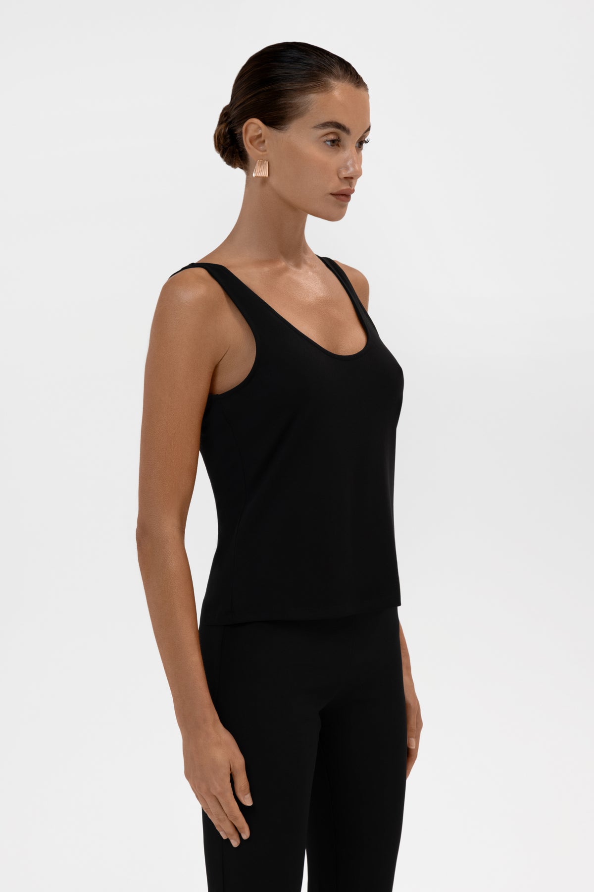 Everyday Jersey Plunge Tank Top - Black