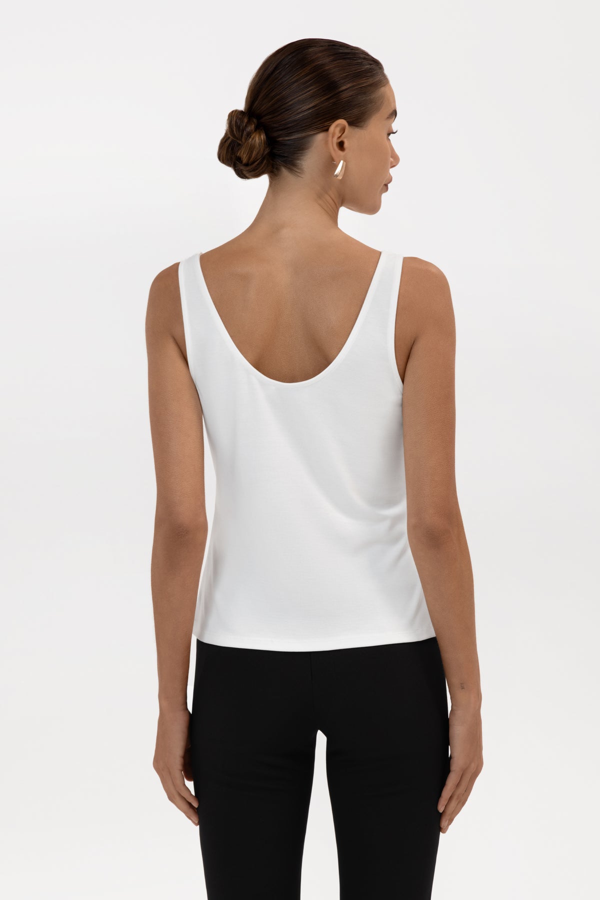 Everyday Jersey Plunge Tank Top - White