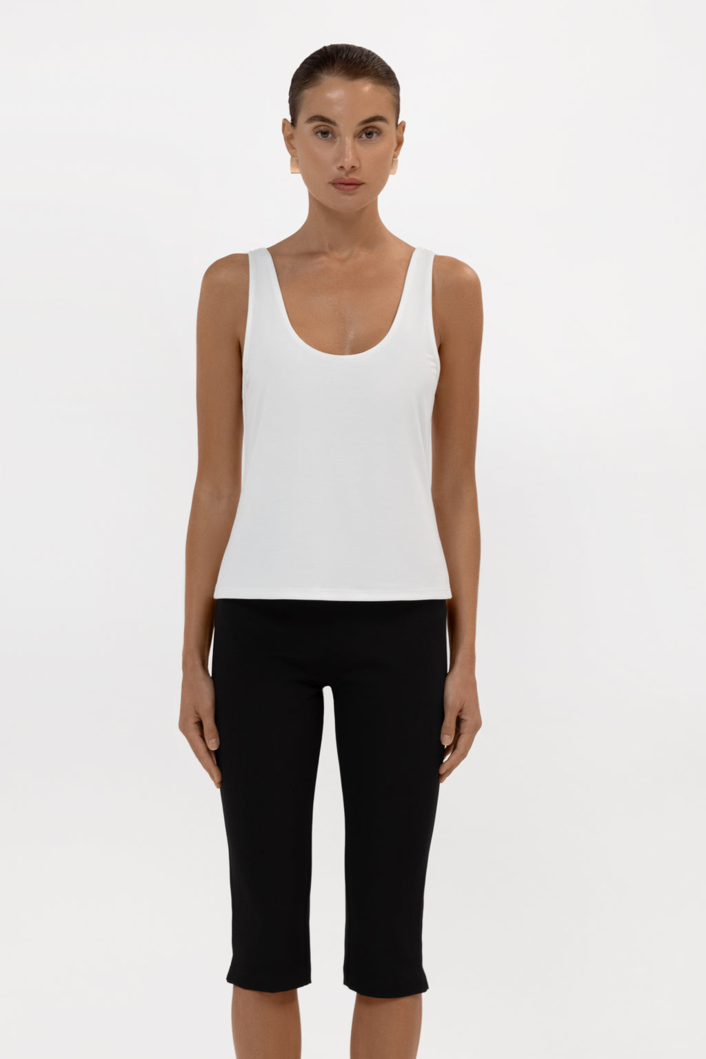 Everyday Jersey Plunge Tank Top - White