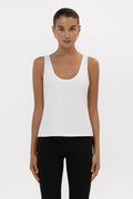 Everyday Jersey Plunge Tank Top - White