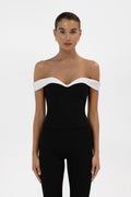 Ramona Contrast Corset Top - Black