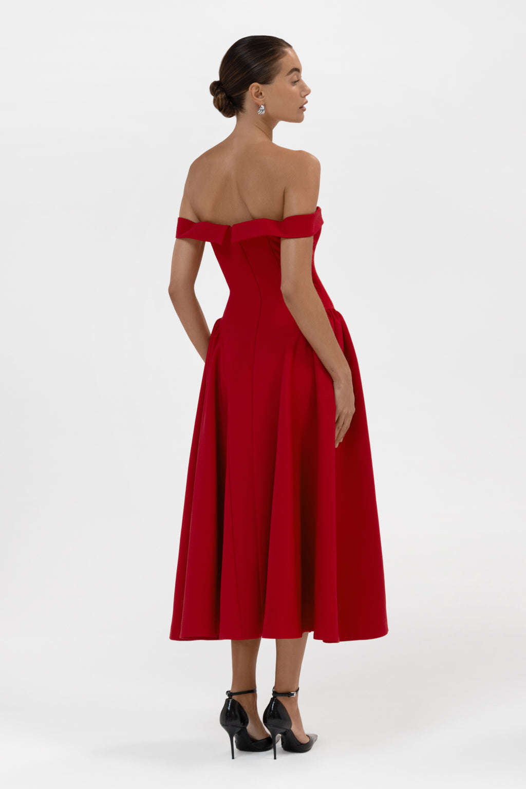 Raquel Corset Babydoll Midi Dress -  Red