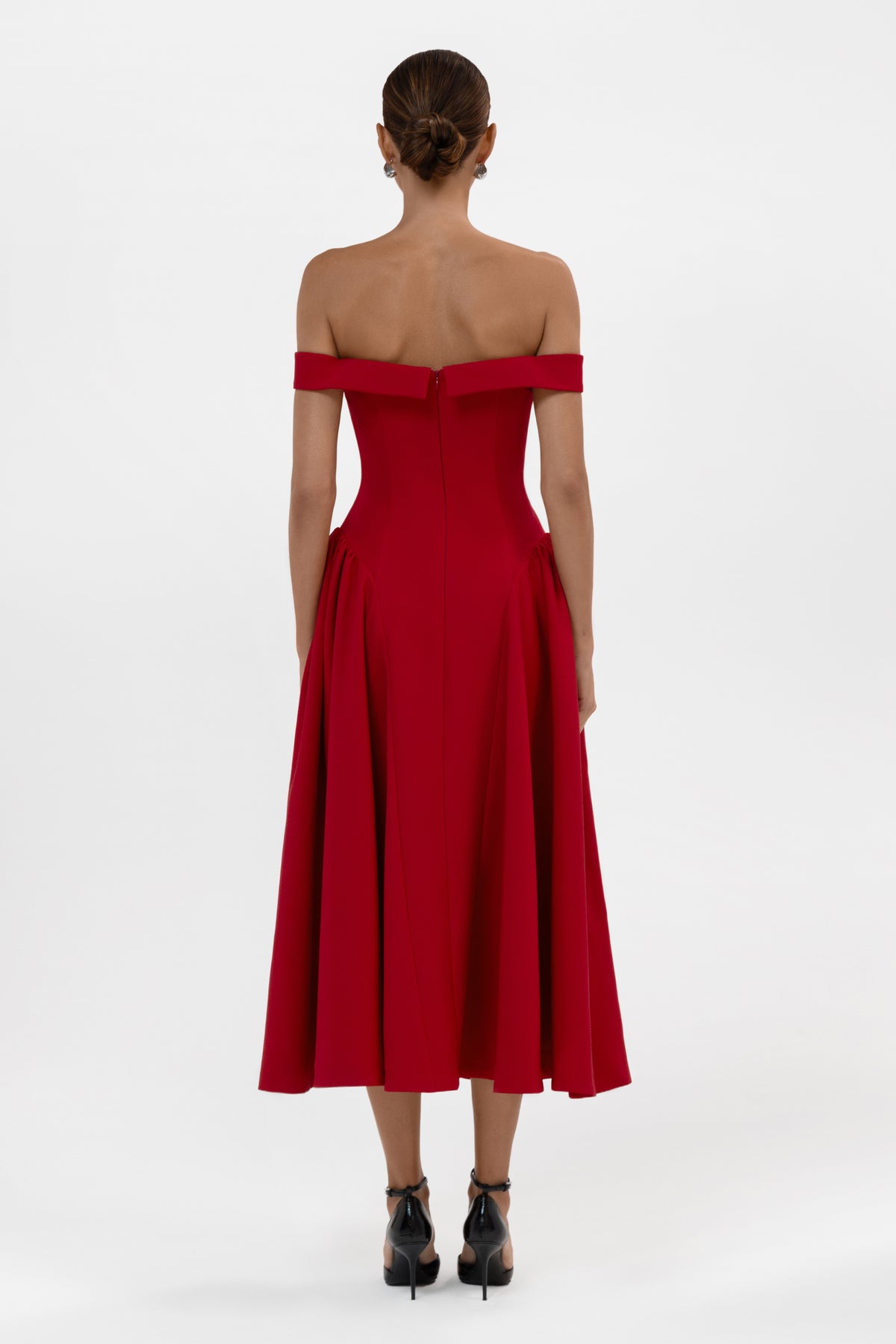 Raquel Corset Babydoll Midi Dress -  Red