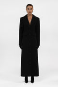 Bronte Brushed Sculpted Long Coat - Black