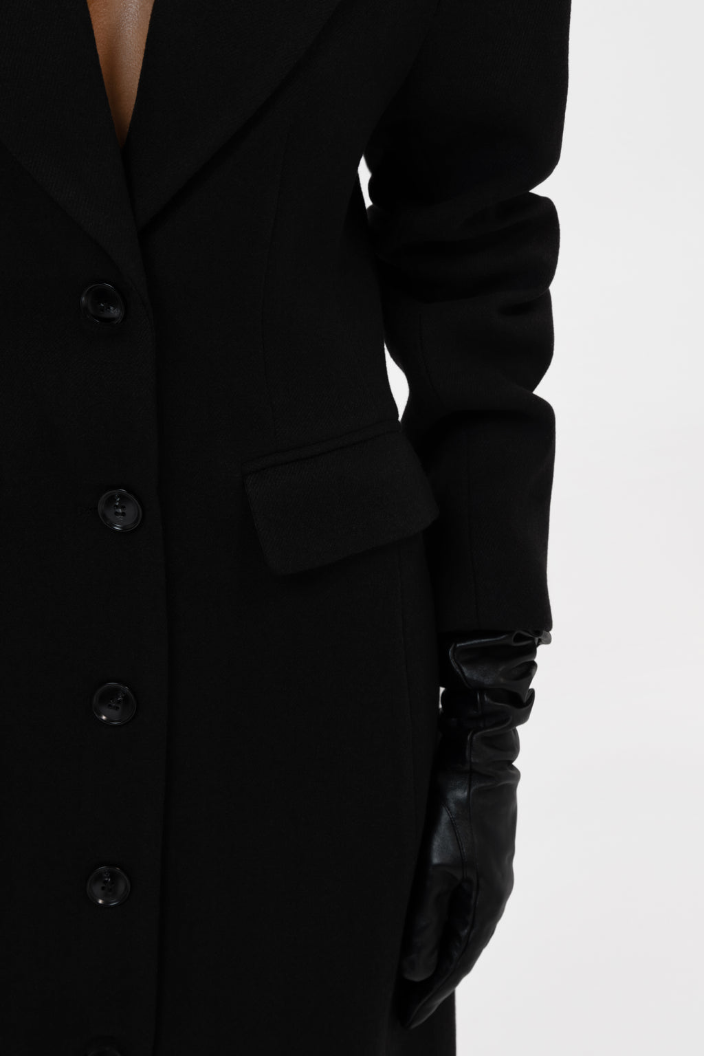 Bronte Brushed Sculpted Long Coat - Black
