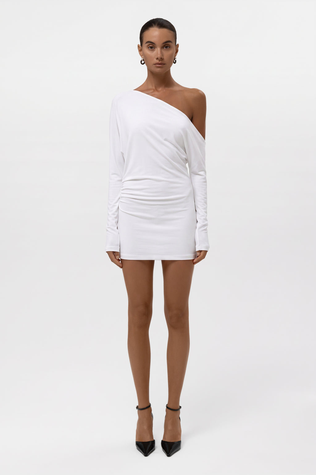 Sola Slouchy Jersey Mini Dress - White