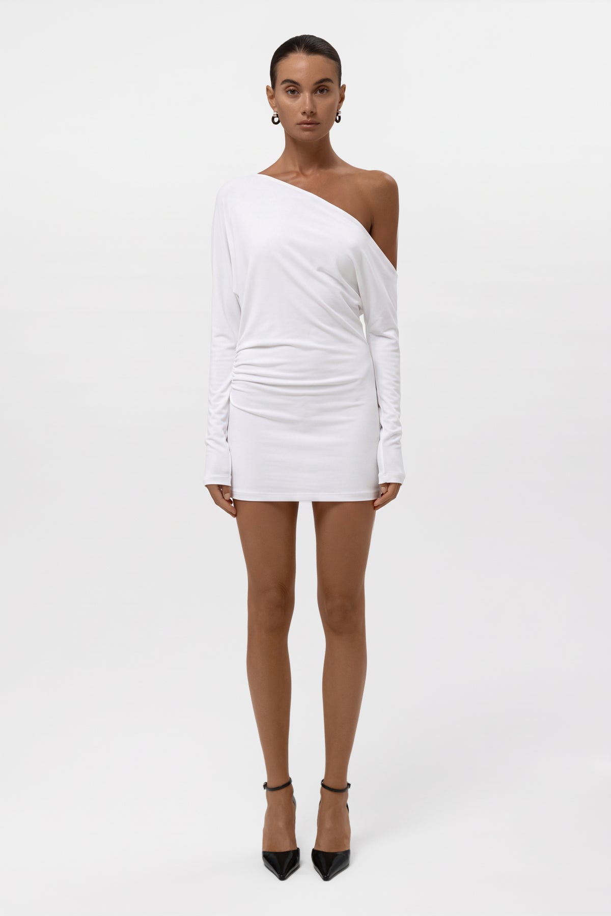 Sola Slouchy Jersey Mini Dress - White
