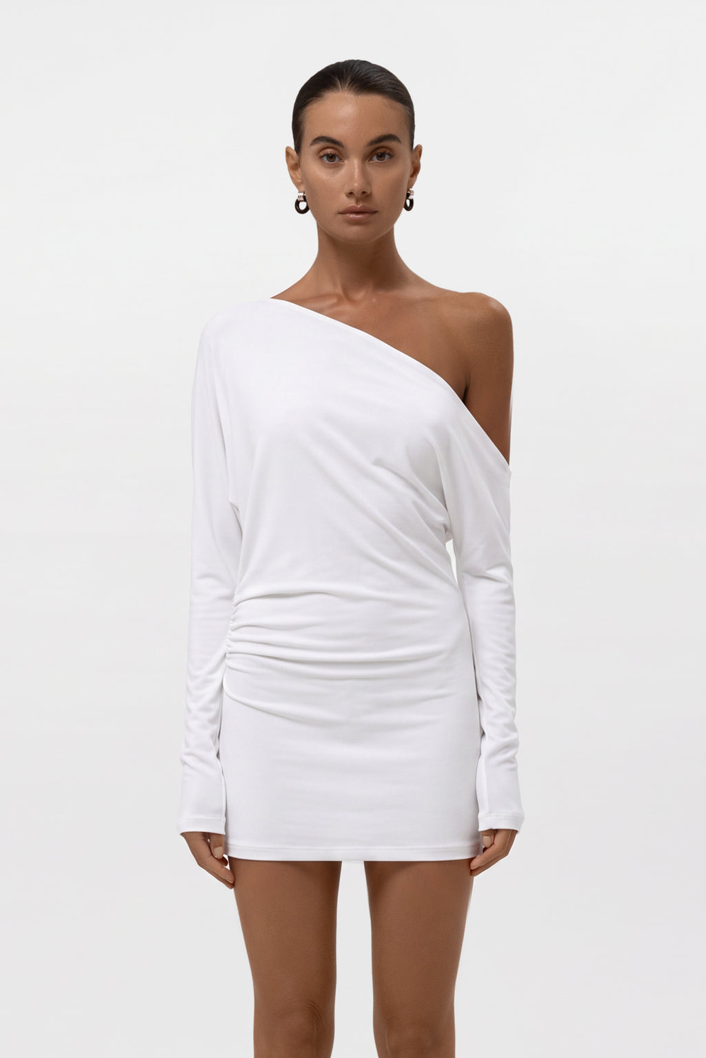Sola Slouchy Jersey Mini Dress - White