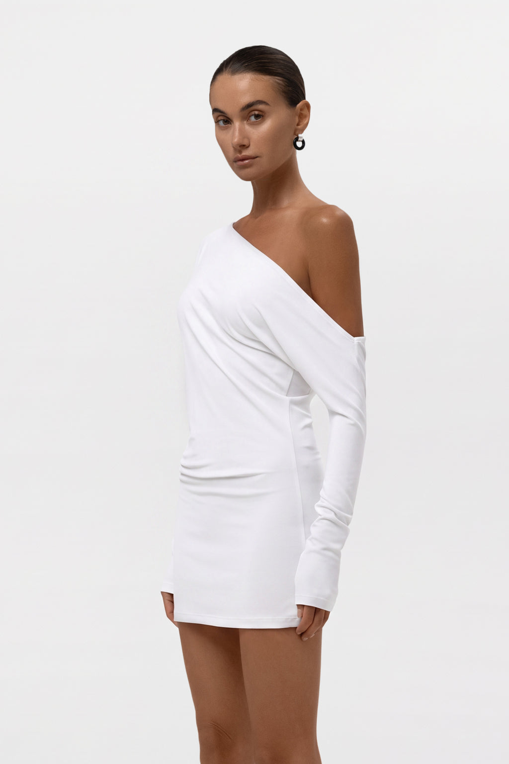 Sola Slouchy Jersey Mini Dress - White
