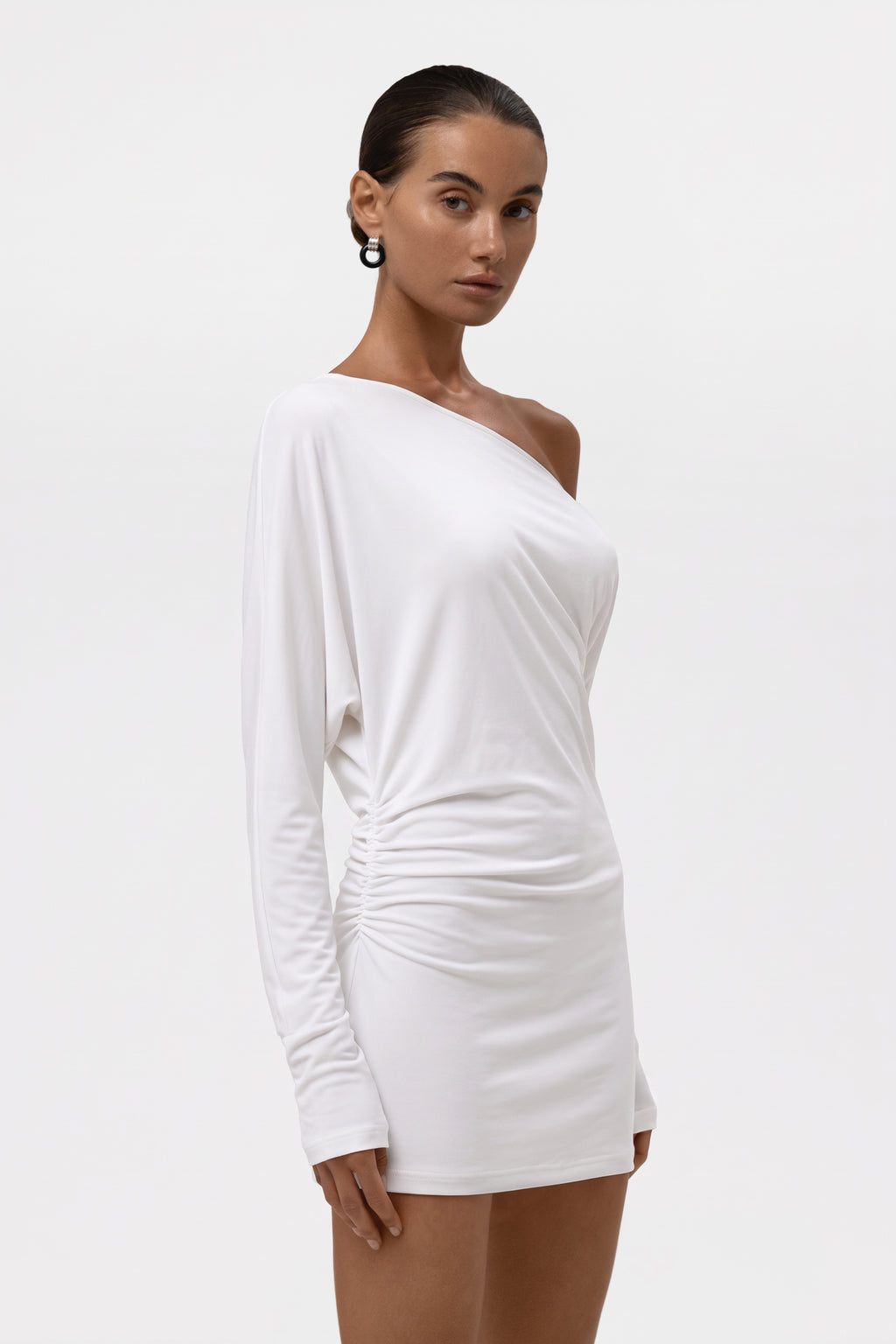 Sola Slouchy Jersey Mini Dress - White