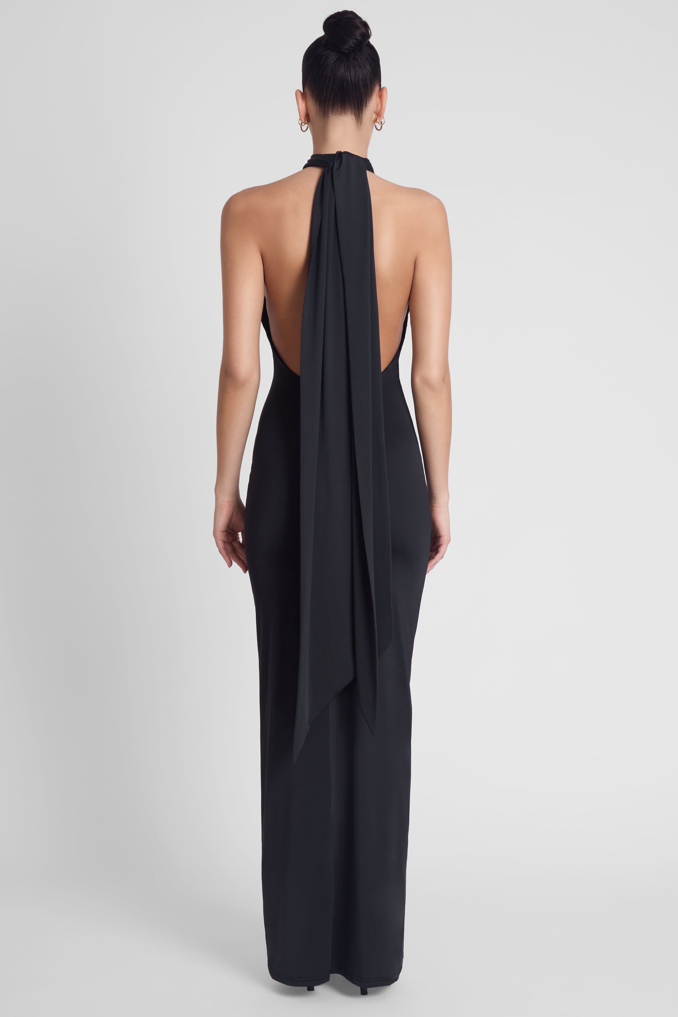 Alaia Drape Maxi Dress - Black