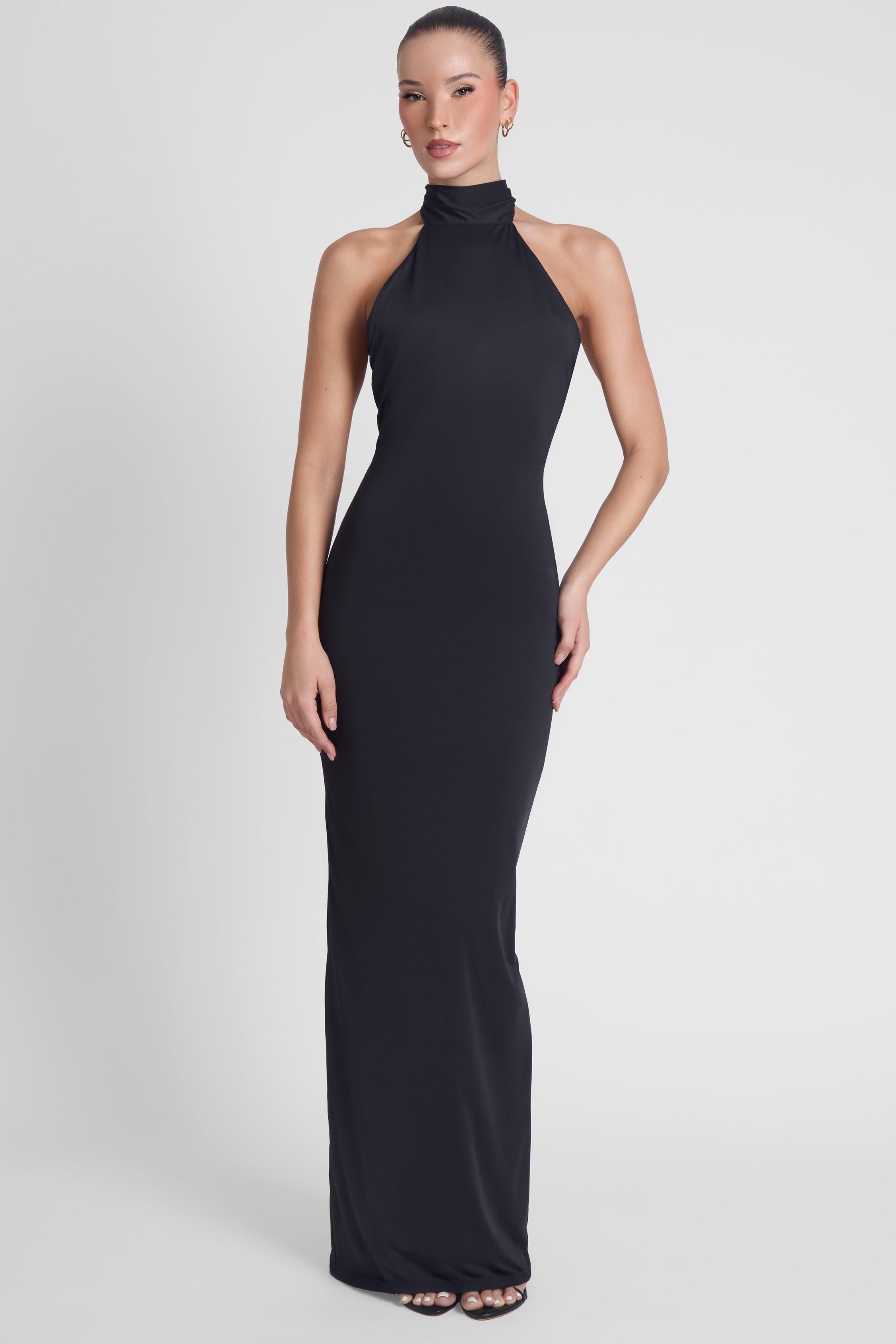 LEAU Alaia Drape Maxi Dress in Black, Women's M at Urban Outfitters LEAU Alaia Drape Maxi Dress in Black, Women's M at Urban Outfitters