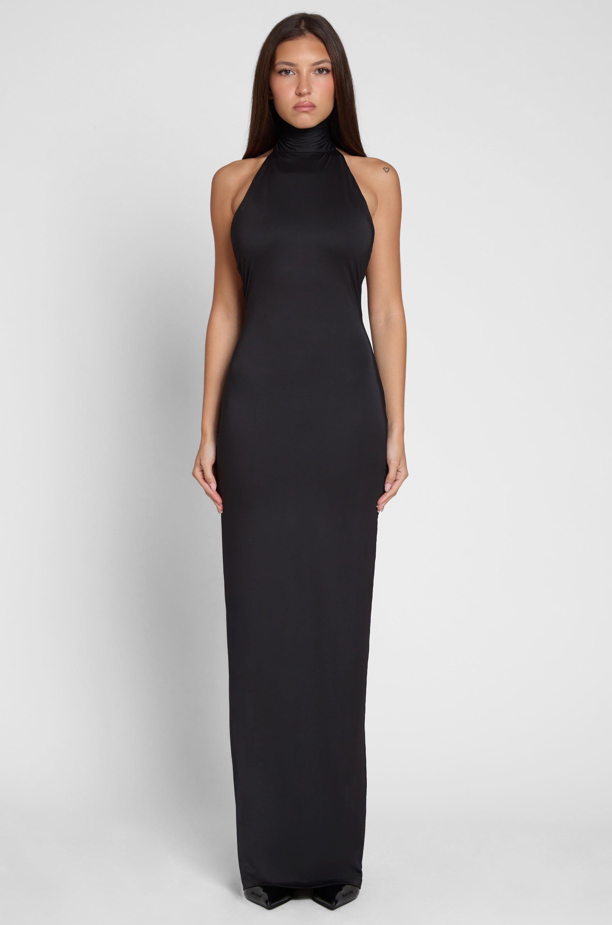 drape waist maxi dress Peach Strapless Drape Maxi Dress