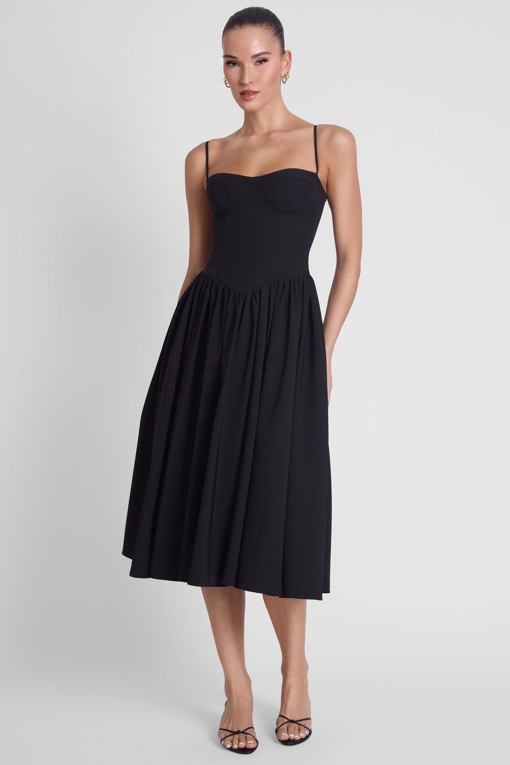 Ballerina Bustier Midi Dress - Black S Ballerina Bustier Midi Dress - Black S