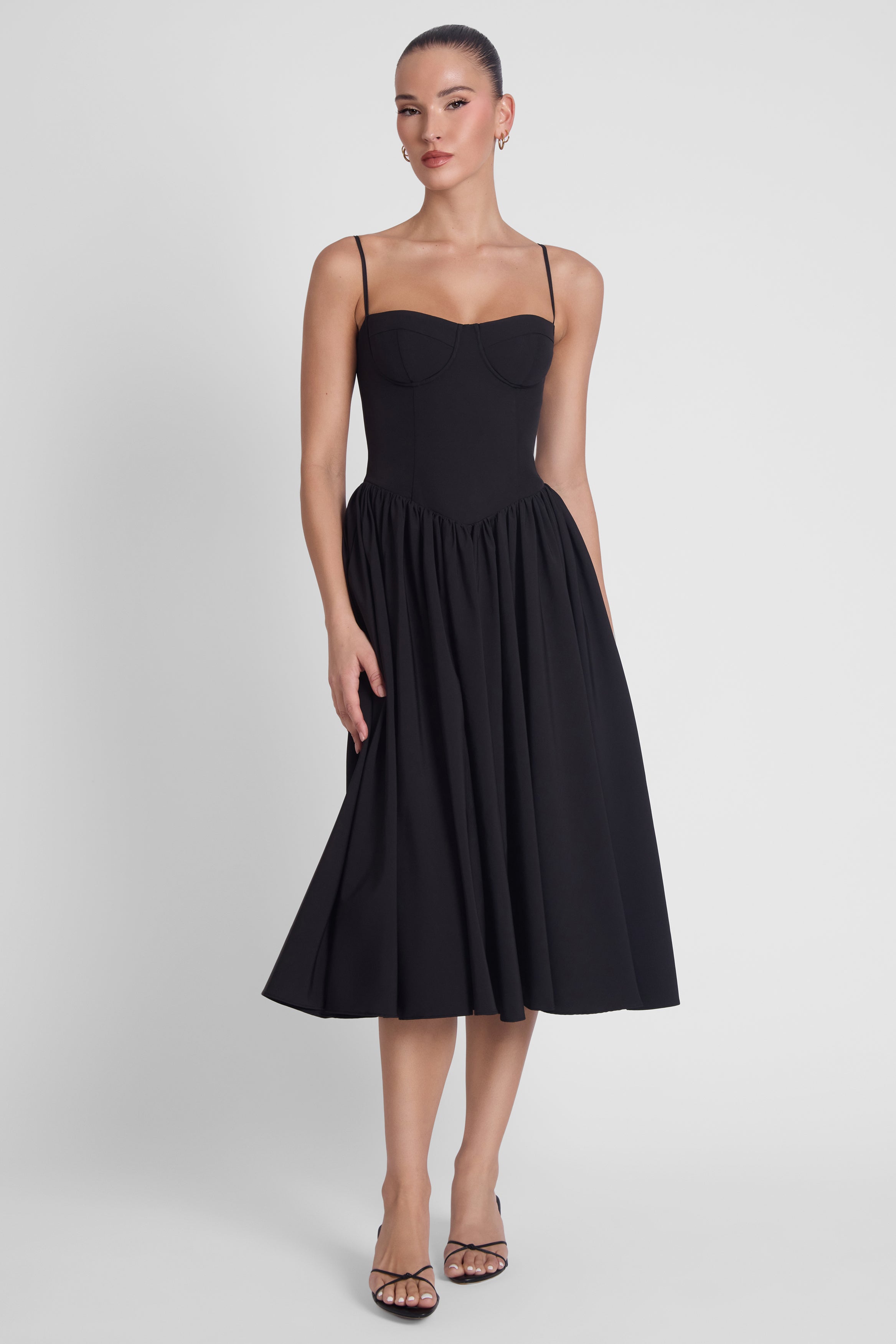 Robe bustier mi-longue ballerine - Noir