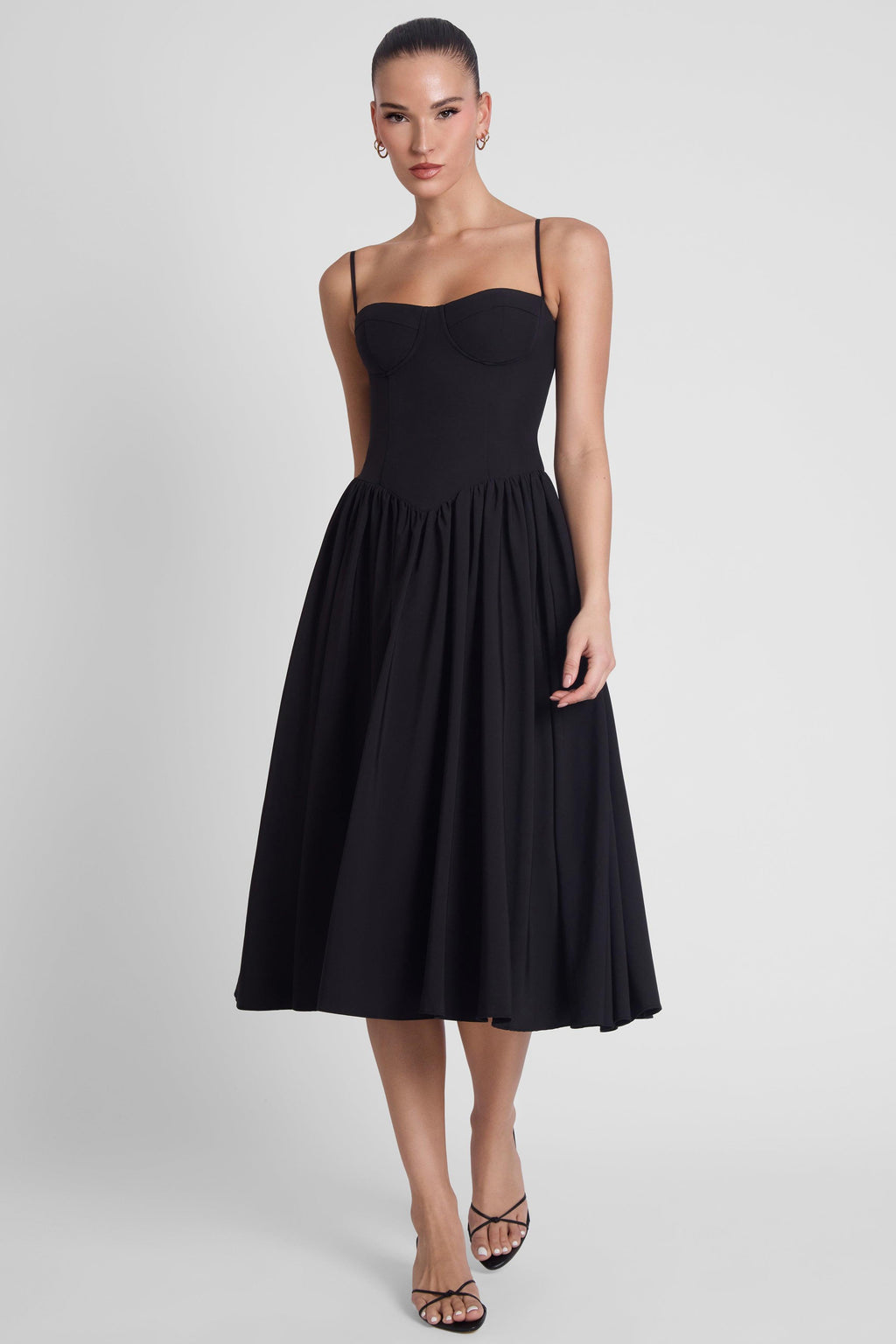 Ballerina Bustier Midi Dress - Black